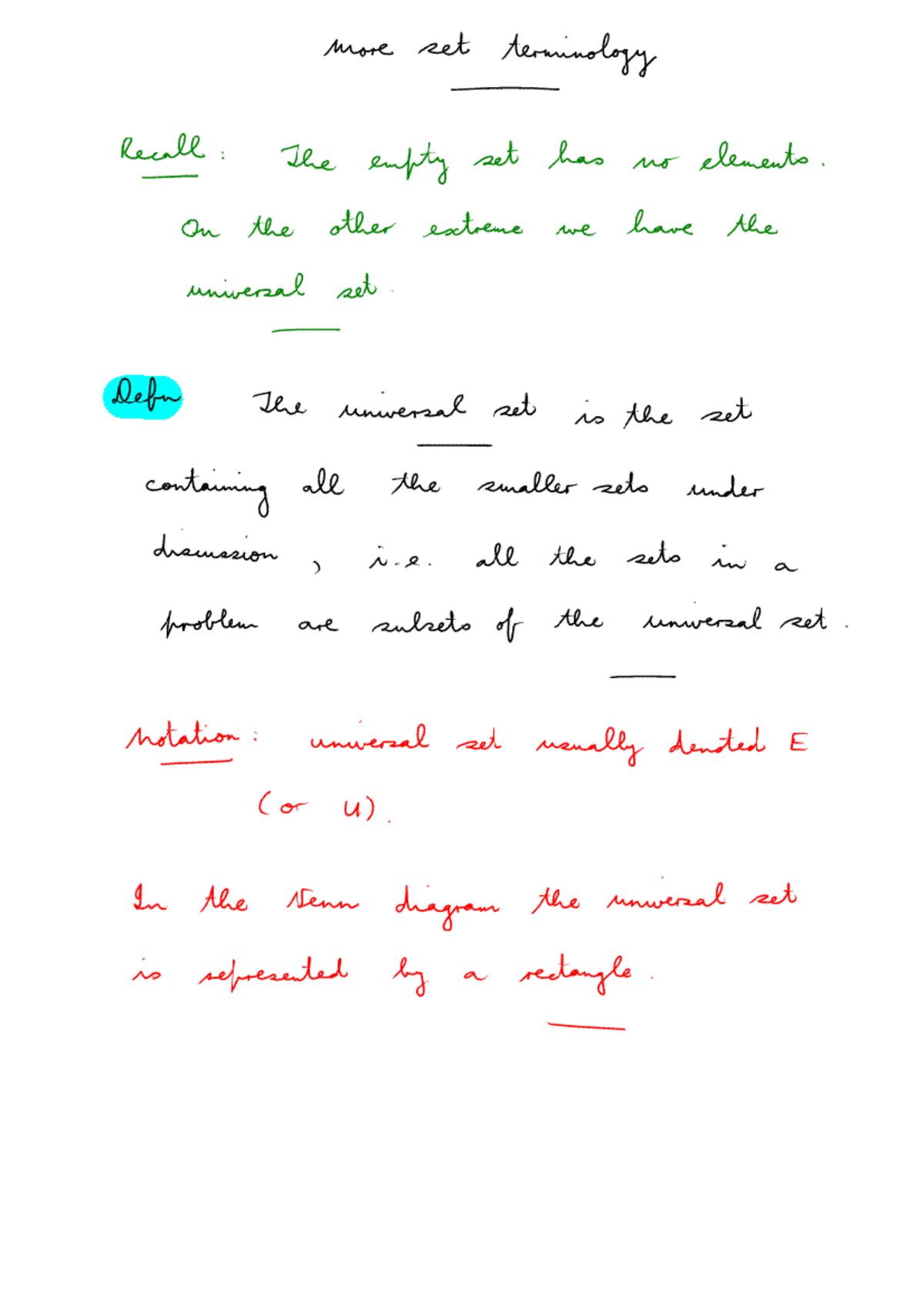 Week 2 Lecture Notes: Set Terminology and Universal Sets - Studocu