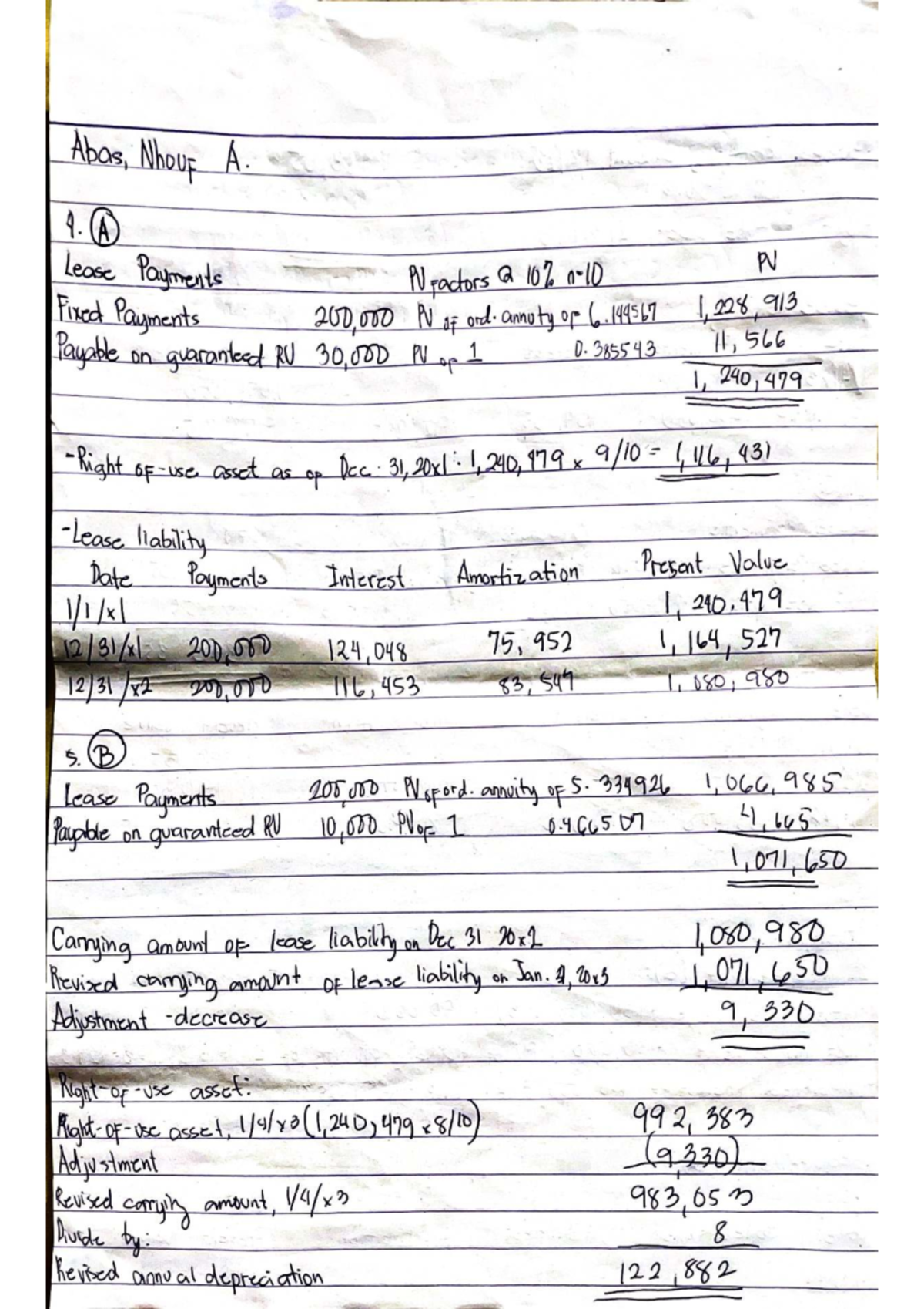 Lease Payment Analysis: Abas, Nhouf Seatwork (Course Code: 03) - Studocu