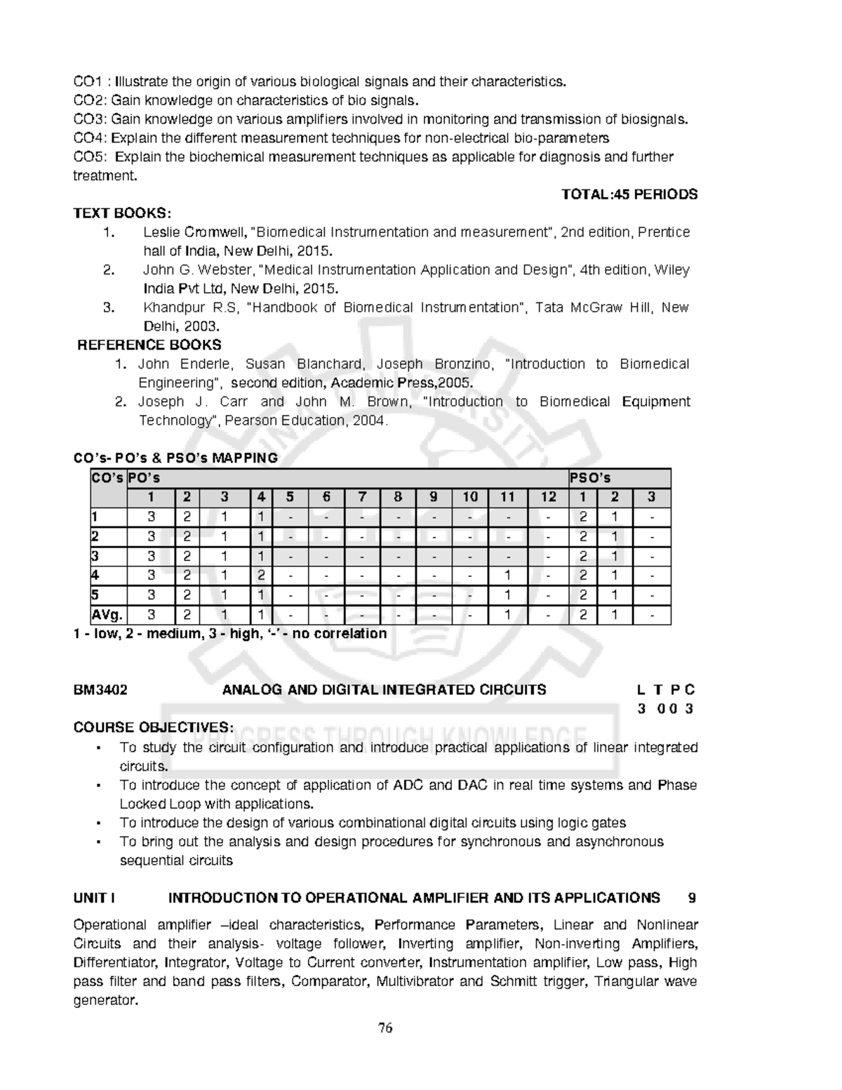 BM3402: Lecture Notes on Biological Signals & Integrated Circuits - Studocu