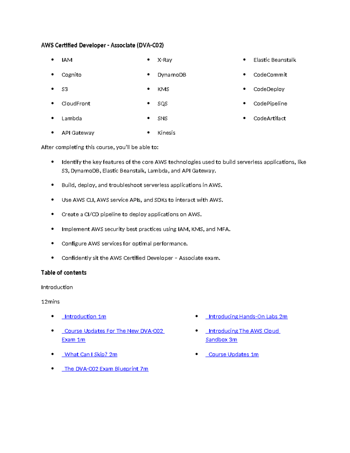 AWS Certified Developer Associate: Comprehensive Study Guide - Studocu
