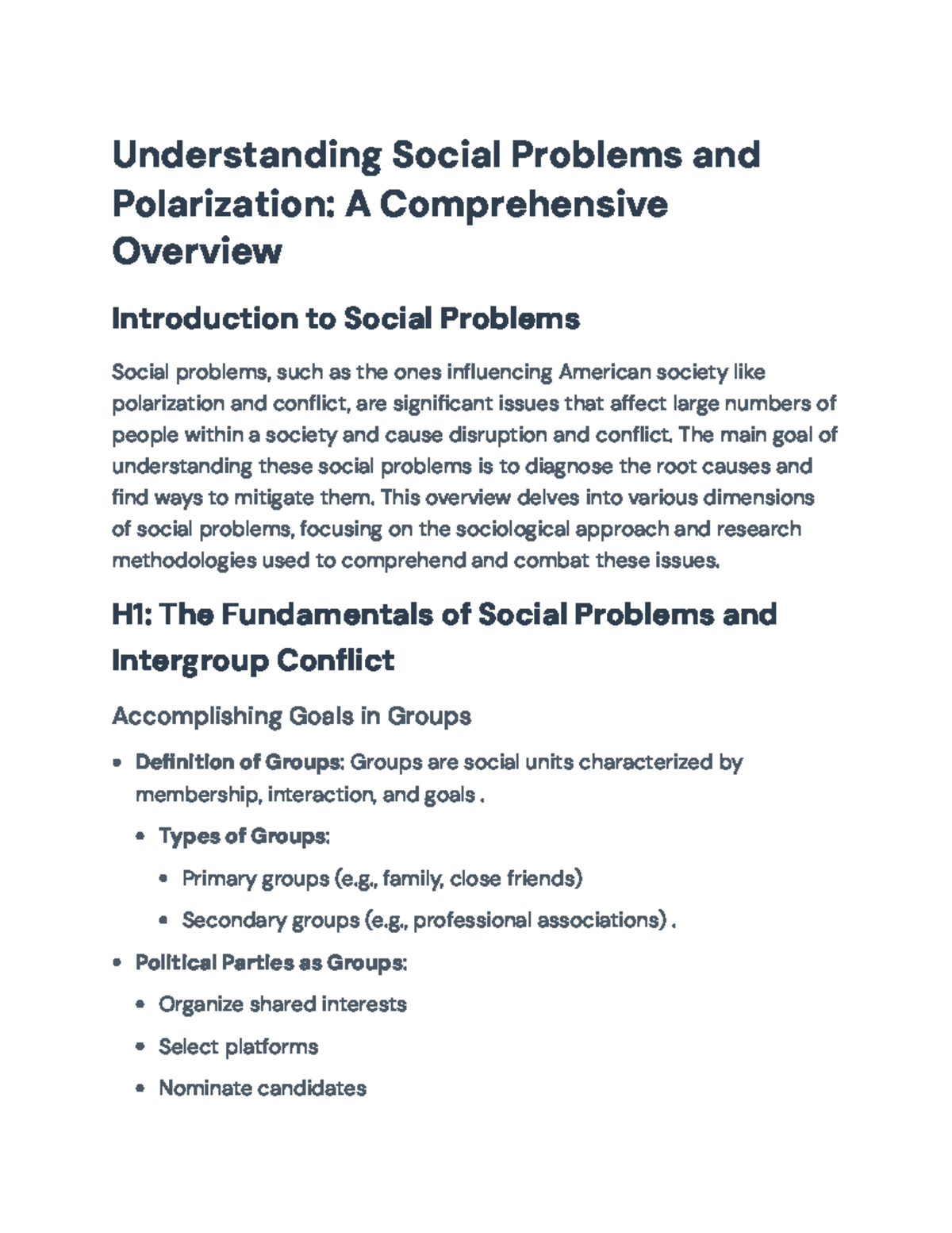 Understanding Social Problems and Polarization Insights and Analysis