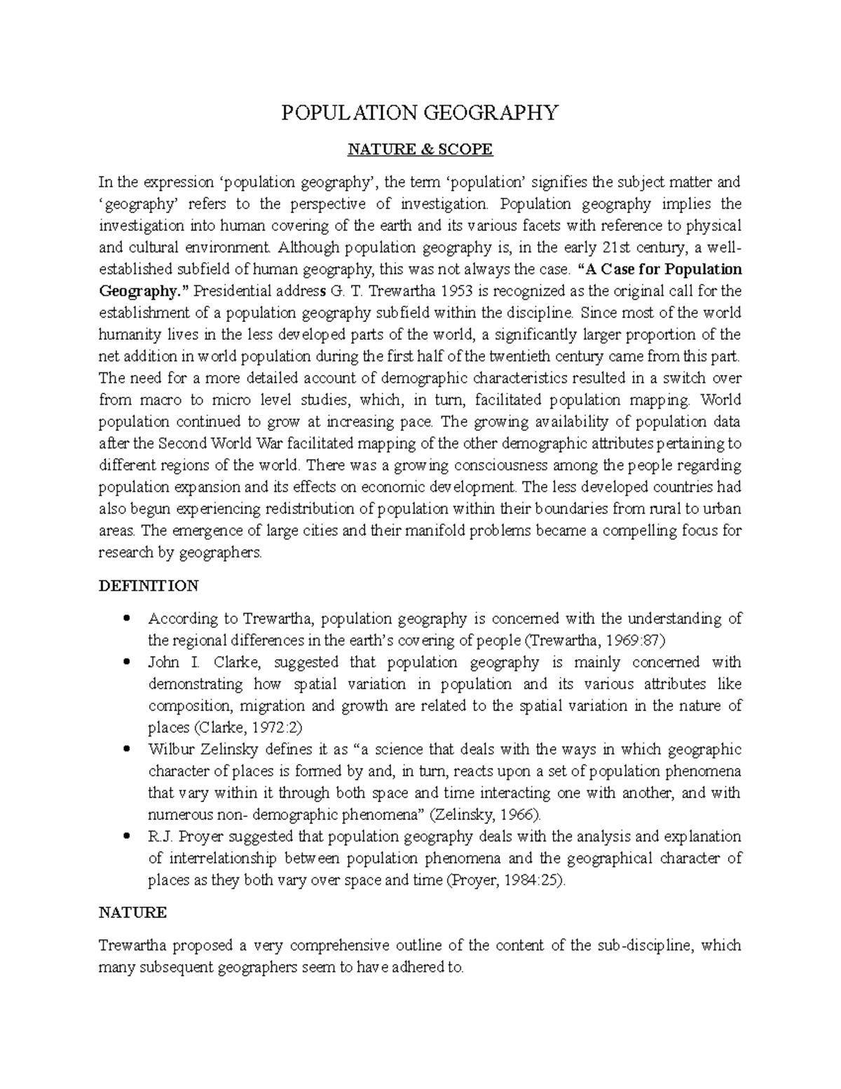 Population Geography Nature and Scope - POPULATION GEOGRAPHY NATURE ...