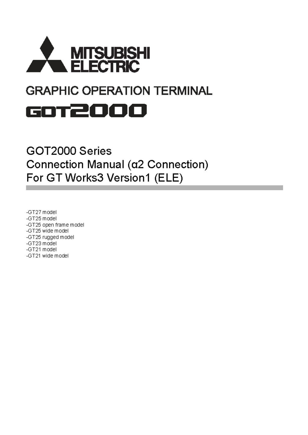 Series Connection Manual (α2 Connection) for GT Works3 Version1 (ELE ...