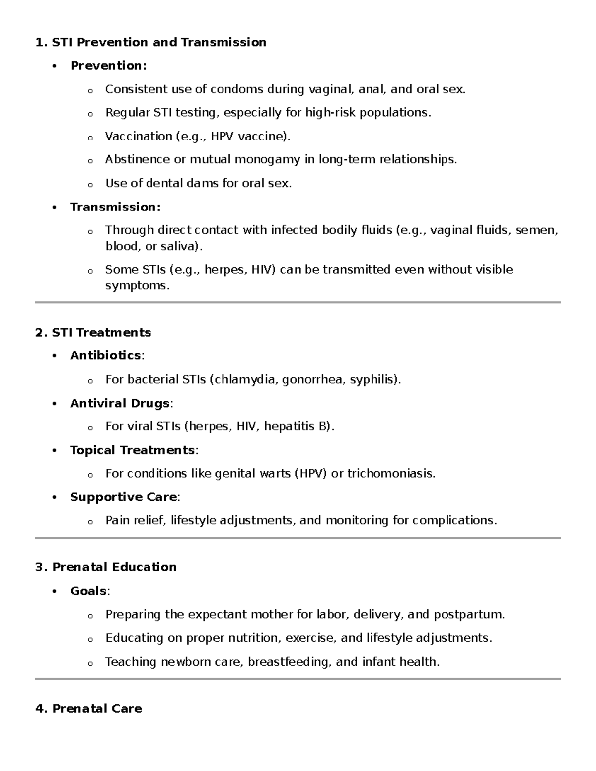 OB 101 Midterm Study Guide: Maternal Health, STIs, and Pregnancy - Studocu