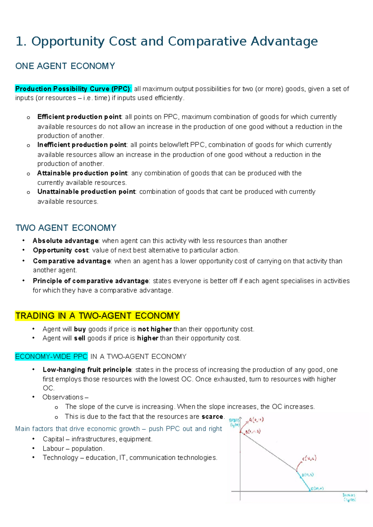 Yr12 HSC Economics: Opportunity Cost & Comparative Advantage Summary ...