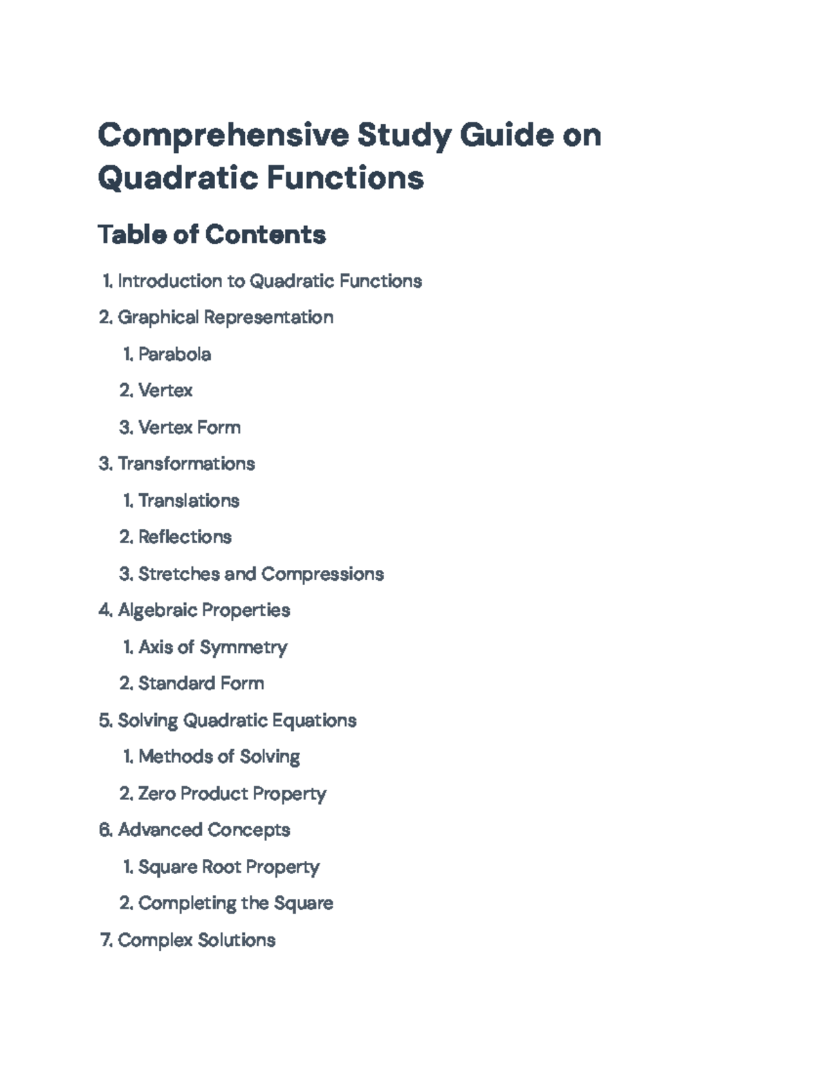 Comprehensive Guide to Quadratic Functions - [Course Code ...