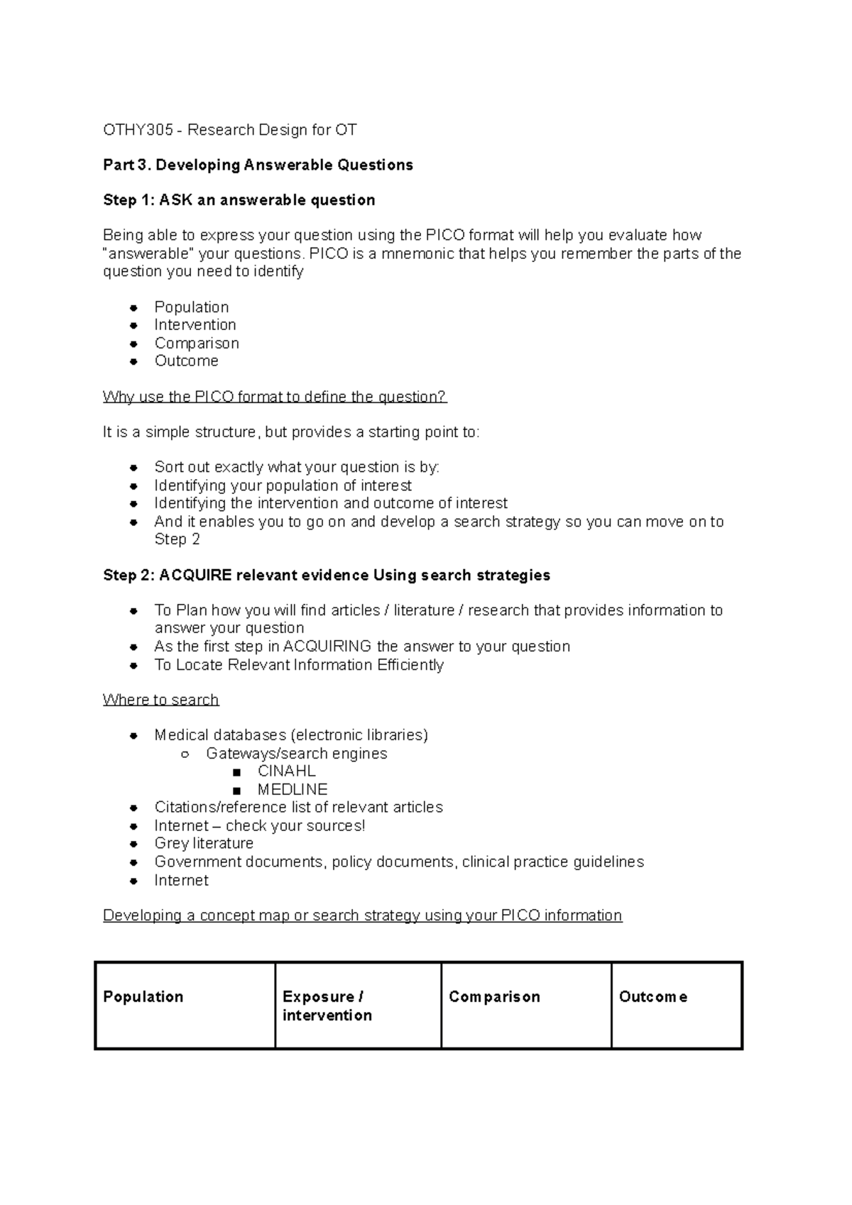 OTHY304 - WEEK 1 PART 3 Lecture Notes - OTHY305 - Research Design for ...