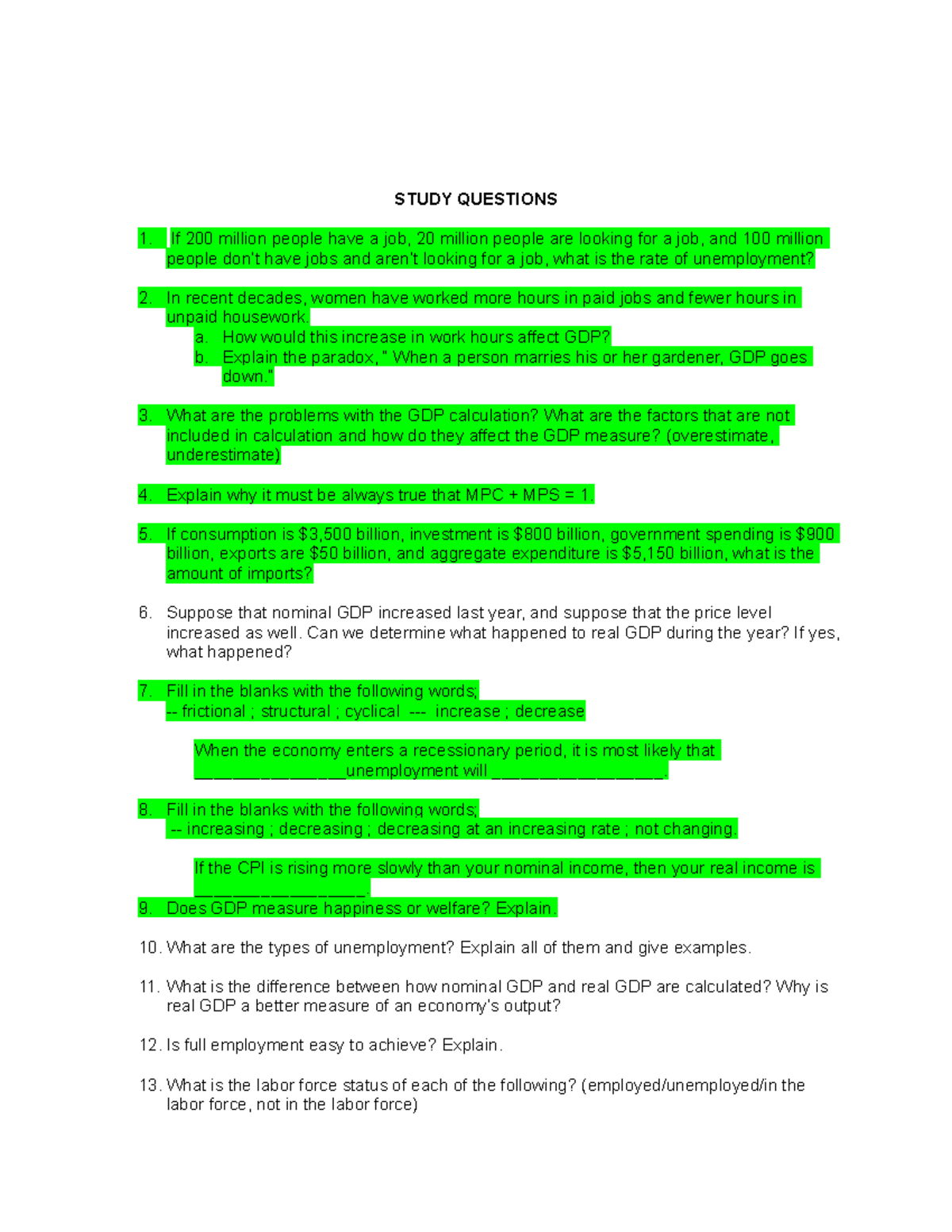 Econ102 Midterm Study Questions and Key Concepts - Studocu