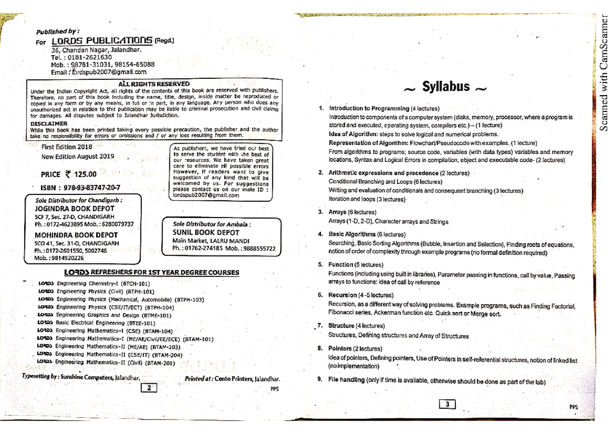 PPS - Programming for Problem Solving Overview and Key Concepts - Studocu