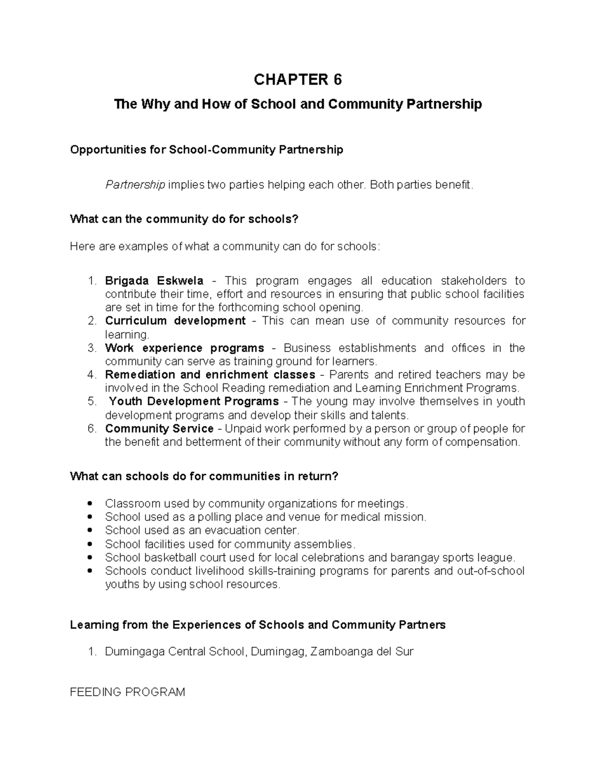 Chapter 6: Effective School-Community Partnerships for Success - Studocu