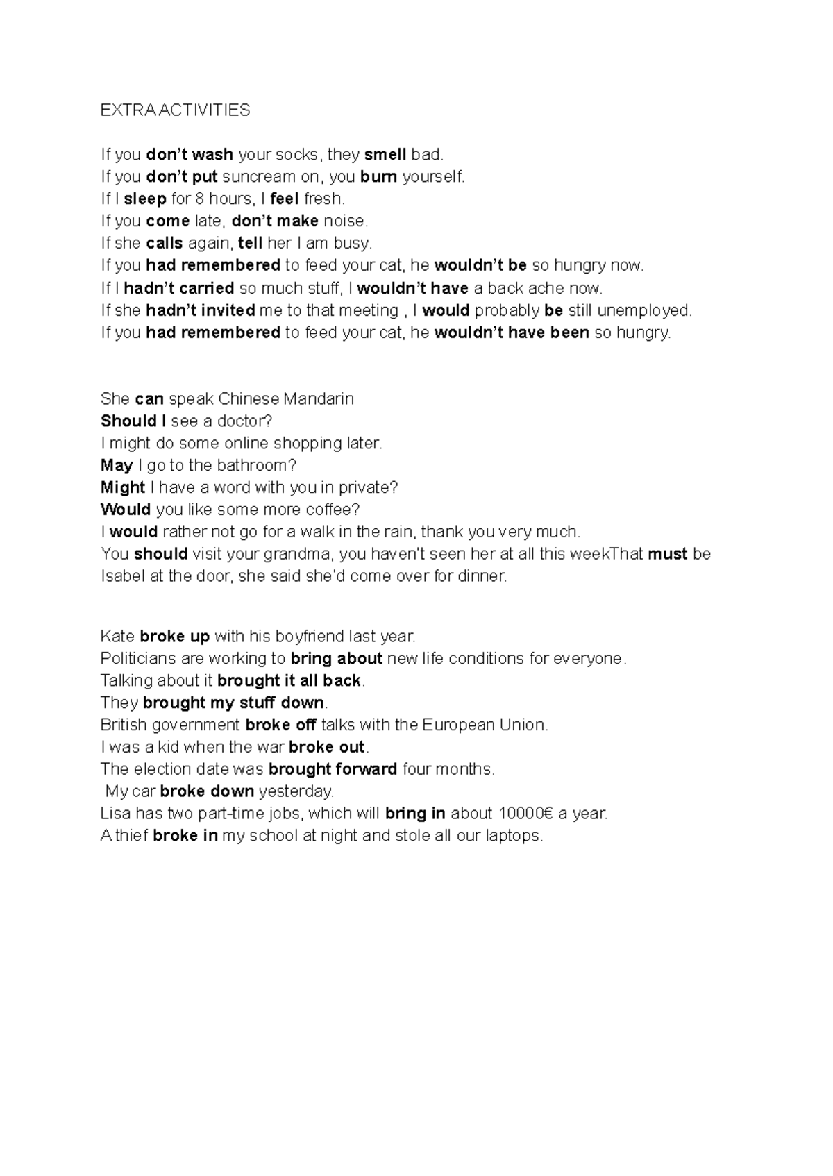 Extra Activities & English Usage - Practice Makes Perfect - Studocu