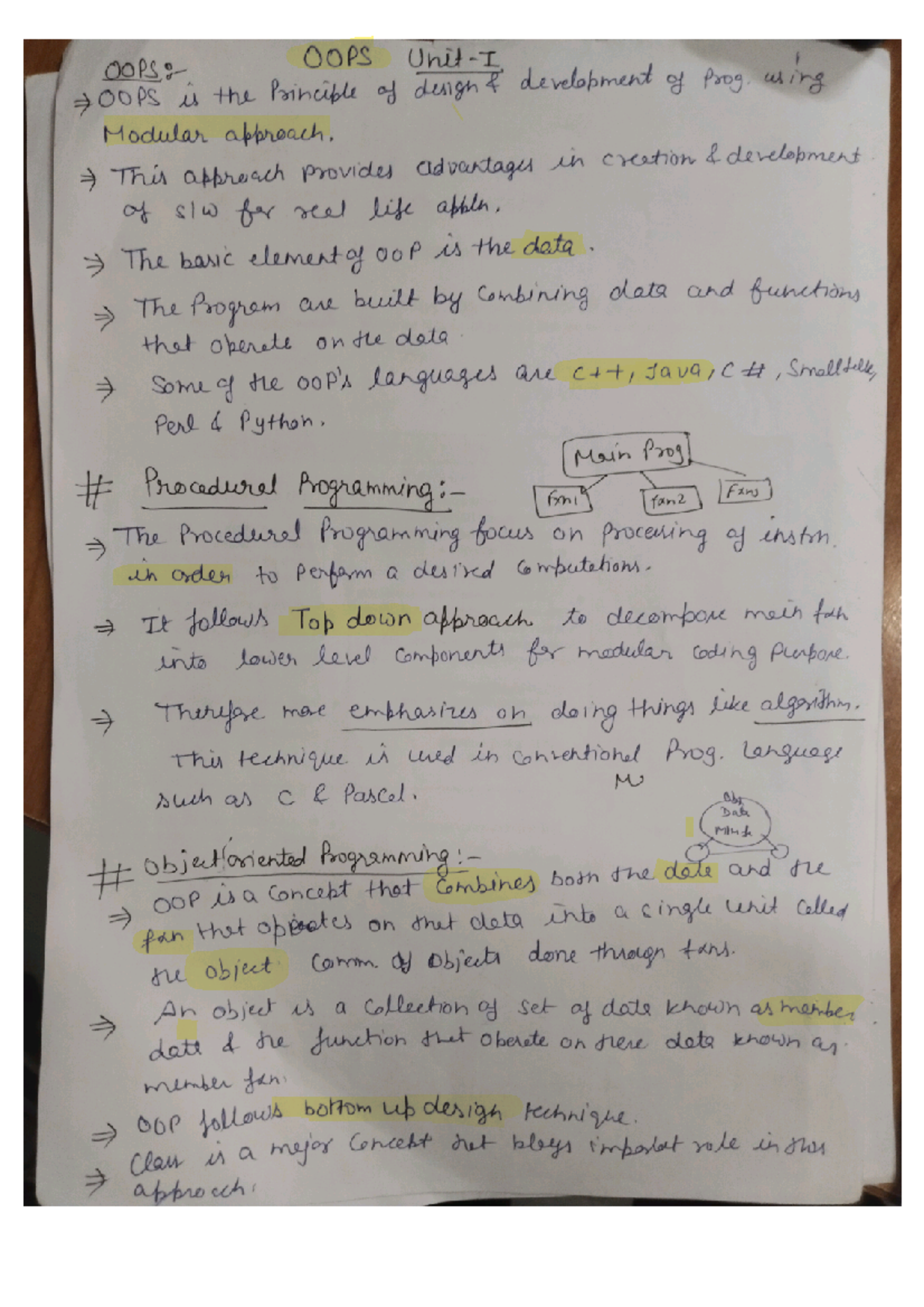 Unit 1 and 2 Notes OOPS - Object Oriented Prog - Studocu