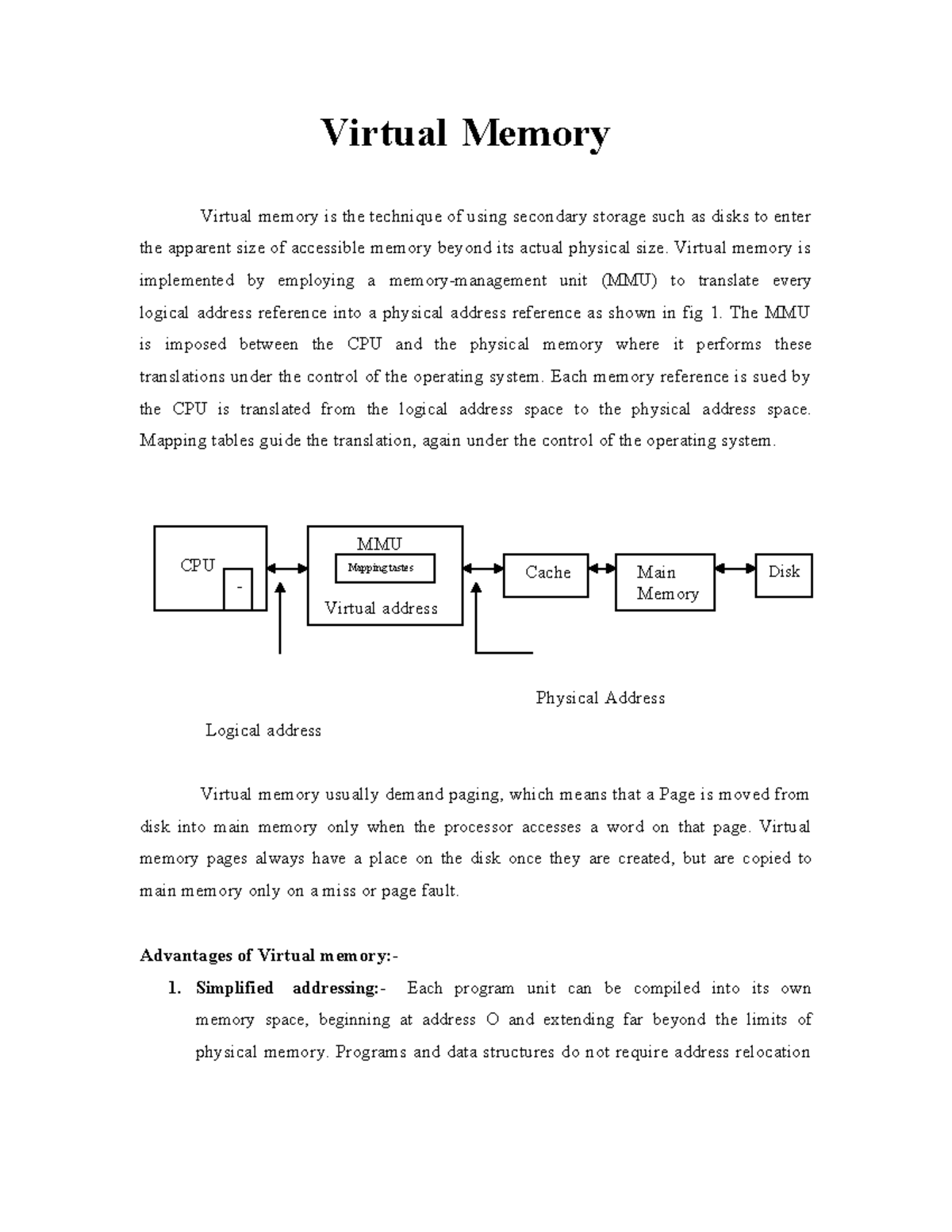 Virtual Memory - Smalley_rcm - Virtual Memory Virtual memory is the ...