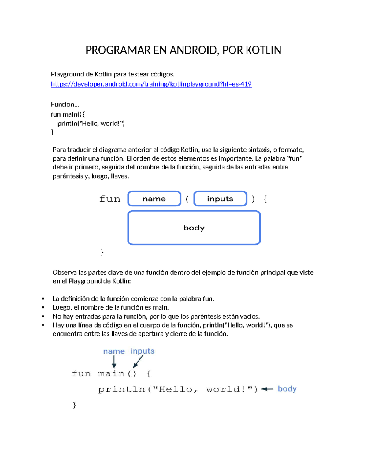 PROGRAMAR EN ANDROID: Introducción a Kotlin y Funciones - Studocu