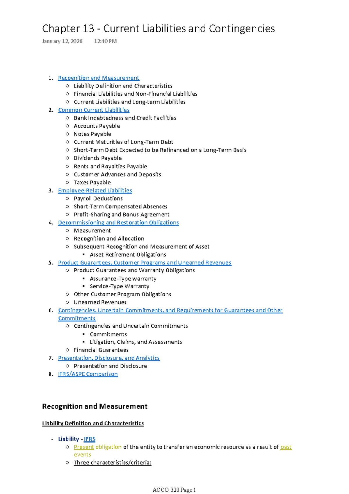 ACCO 320 - Chapter 13: Current Liabilities & Contingencies Overview ...