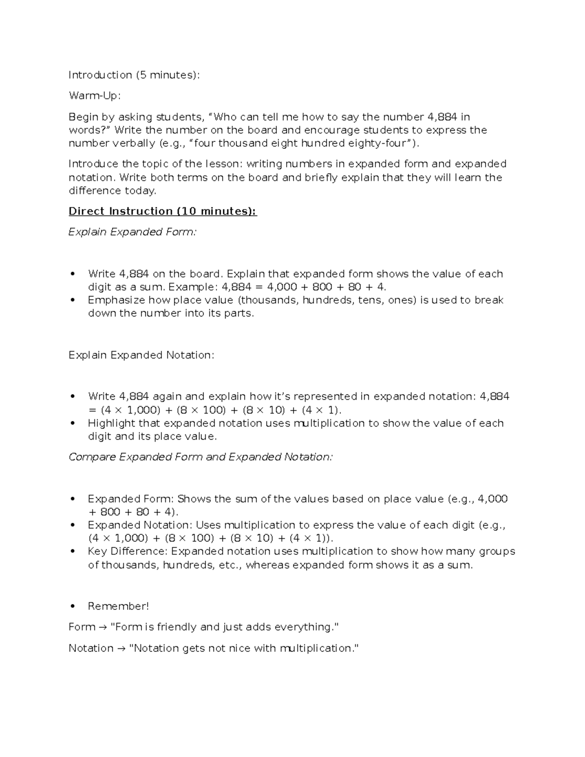 Expanded Form vs Notation: Lesson Review & Kahoot Activity - Studocu