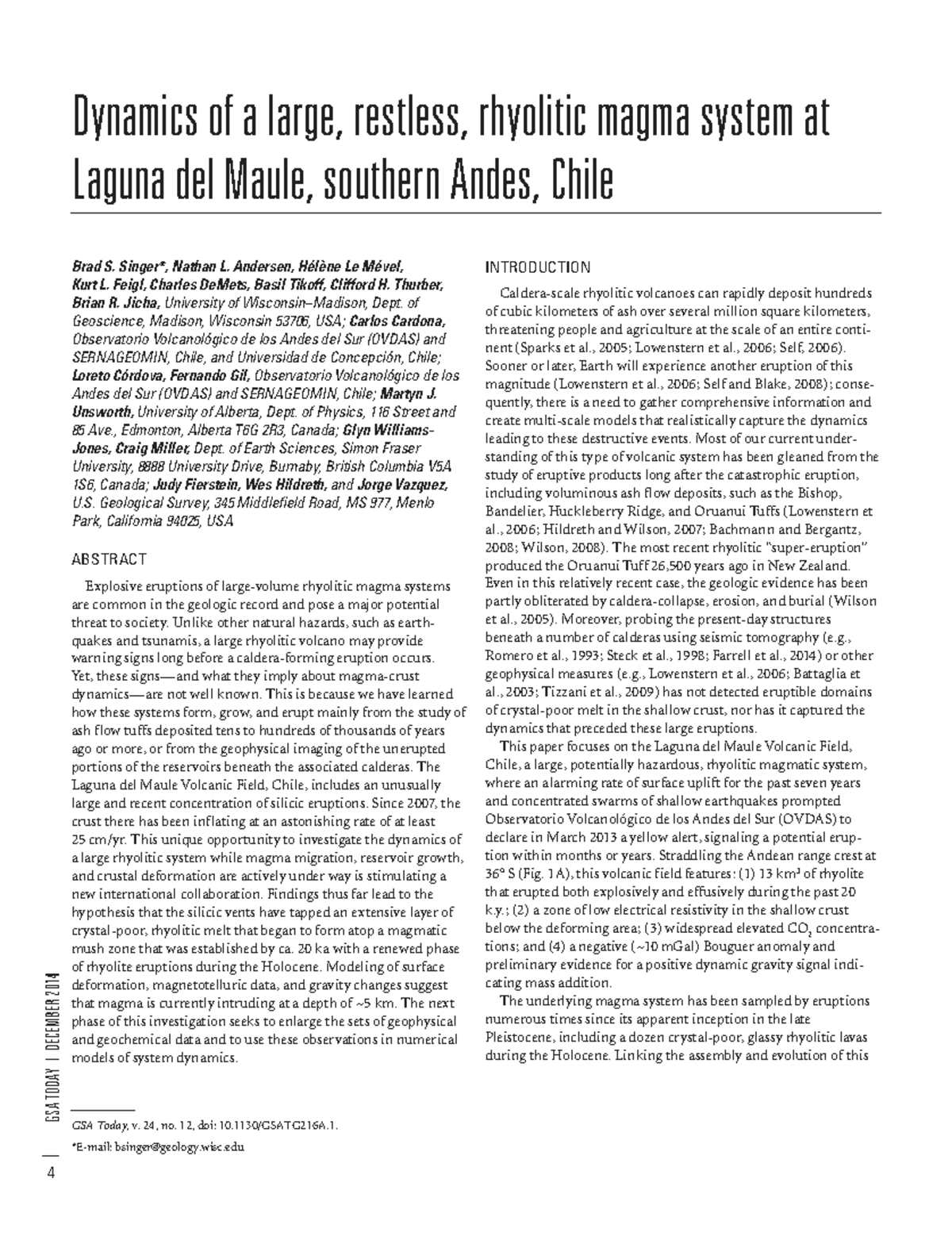 Dynamics of Rhyolitic Magma System at Laguna del Maule (I1052) - Studocu