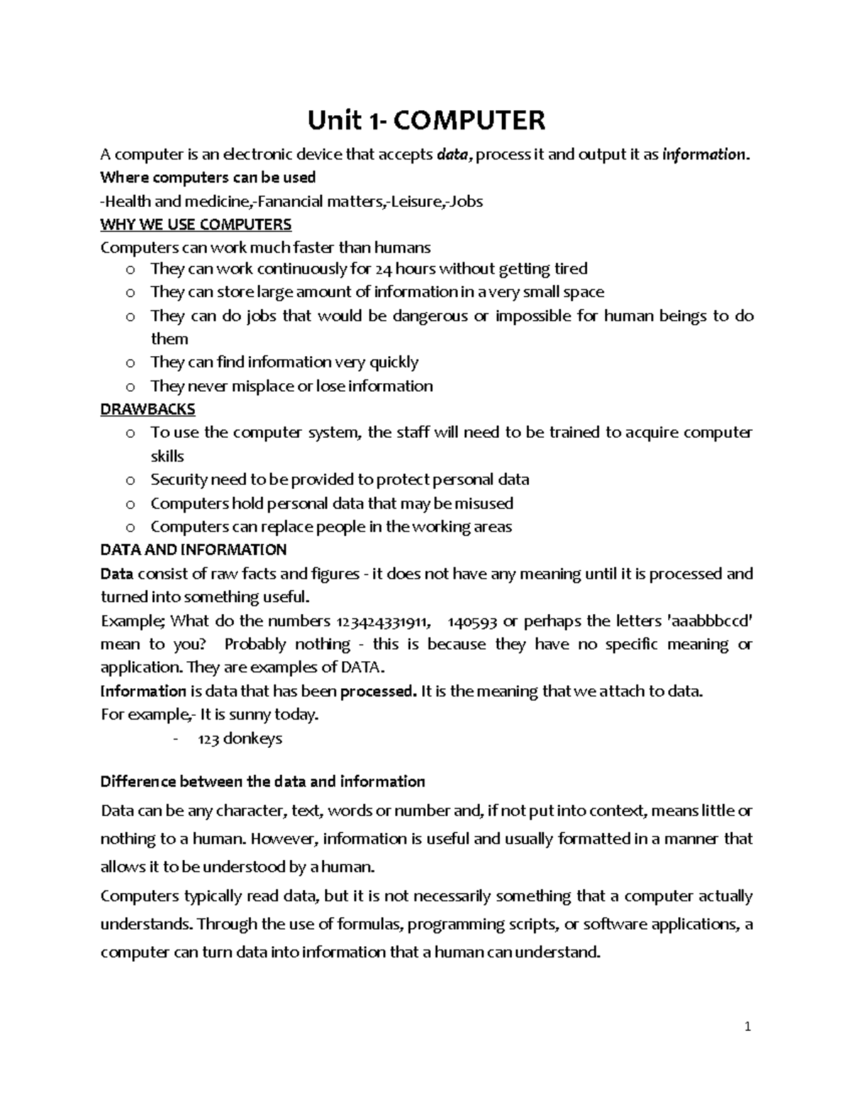 Computer Studies Notes 2023: Understanding Computers and Their ...