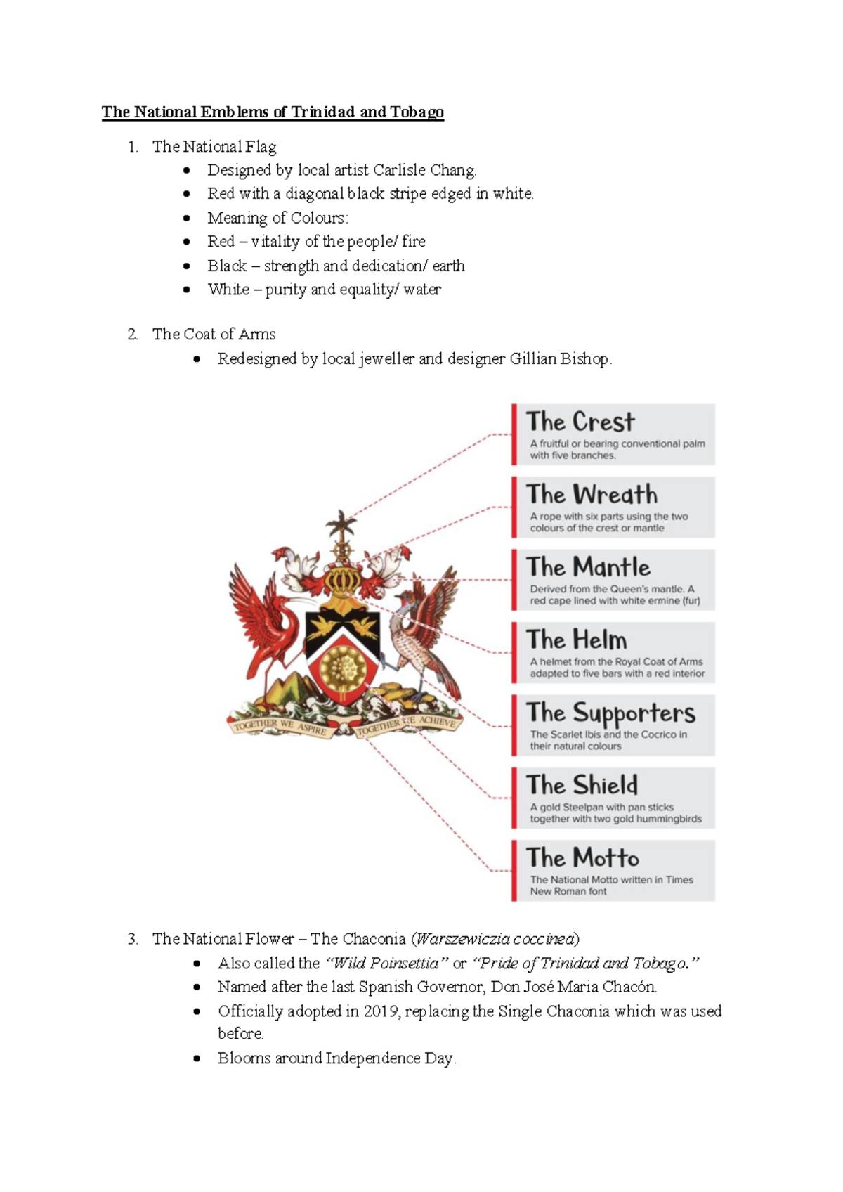 National Emblems of Trinidad and Tobago: A Comprehensive Overview - Studocu