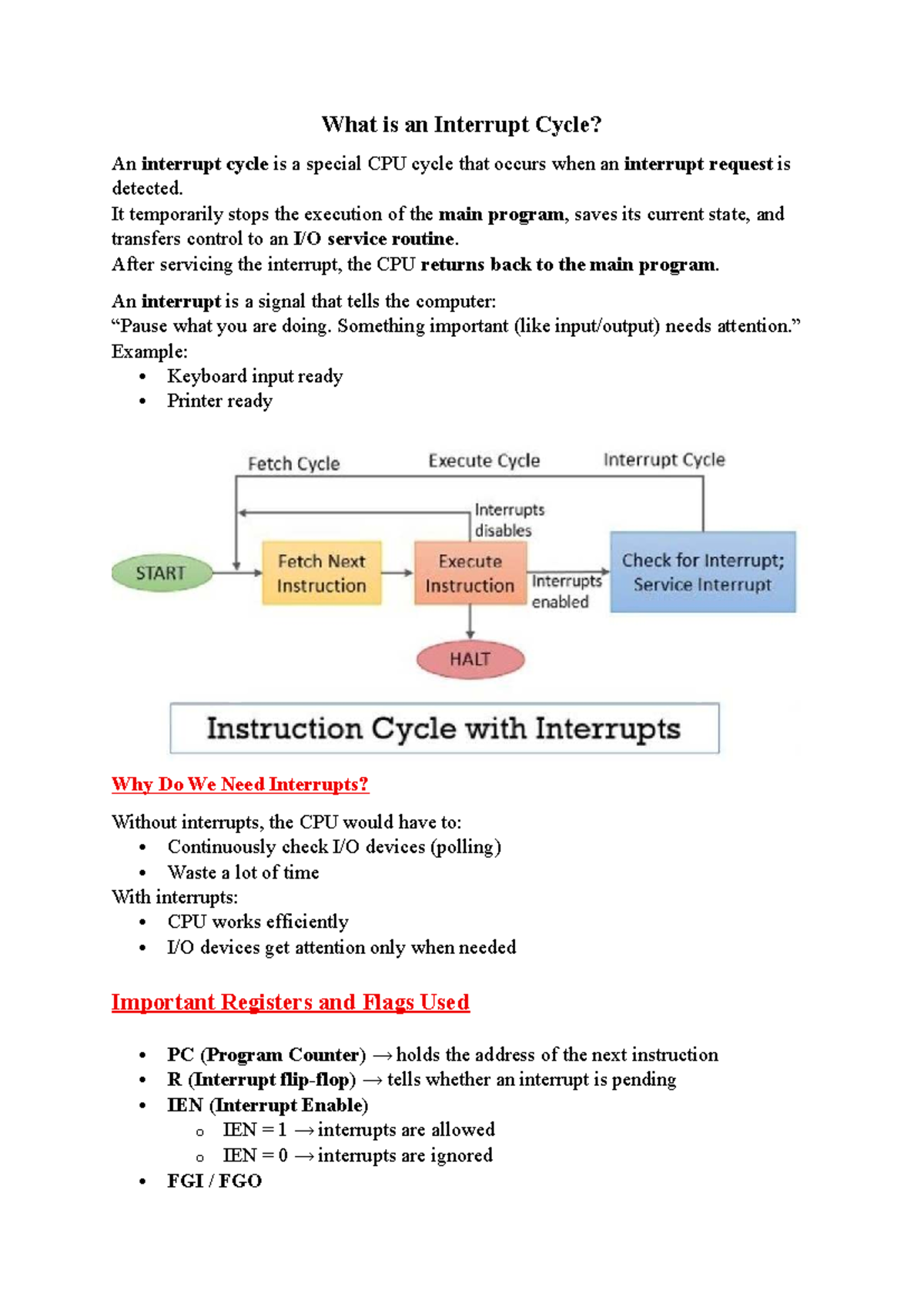 Unit-4 (Part-3) Understanding the Interrupt Cycle in CPUs - Studocu