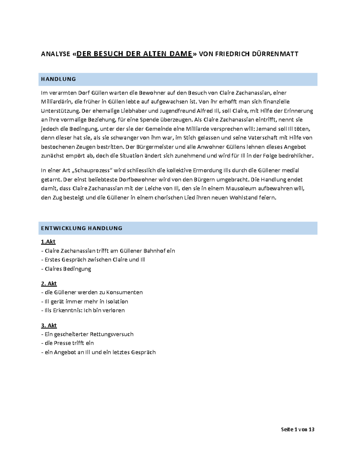 Analyse Der Besuch Der Alten Dame Analyse und Interpretationen zu "Der Besuch der alten Dame" (DÜRM-123