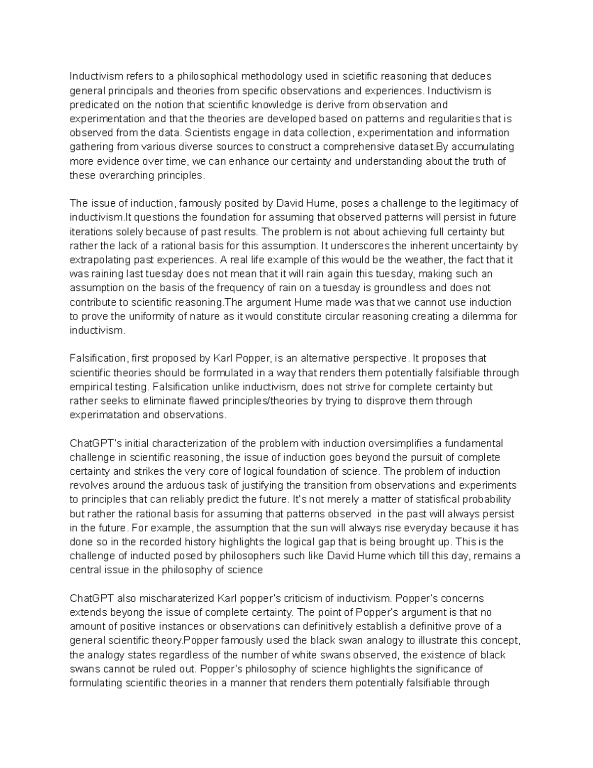 SCIE1000 Assignment: Inductivism vs. Falsification in Science - Studocu