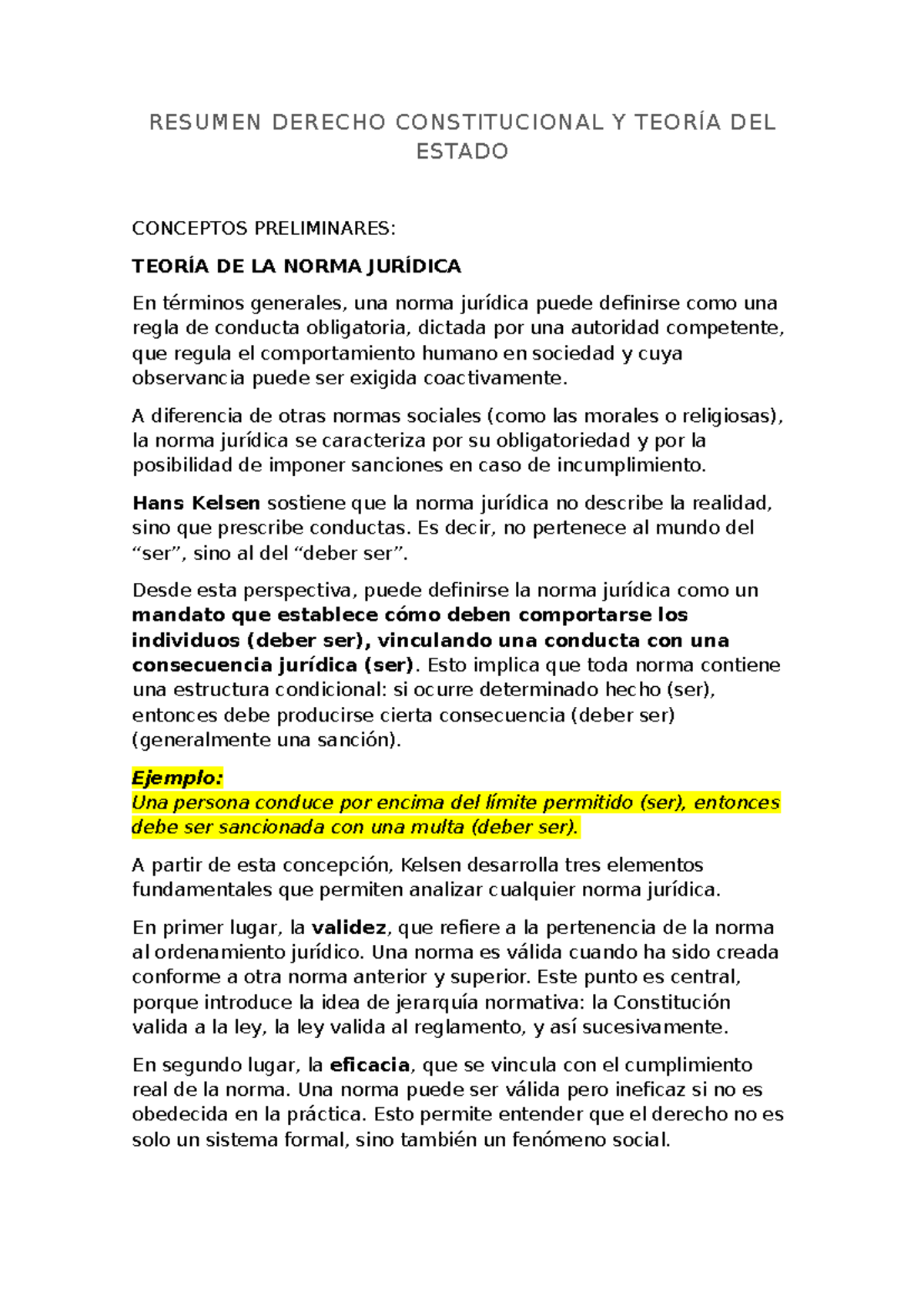 Resumen de Derecho Constitucional y Teoría del Estado: Conceptos Clave ...