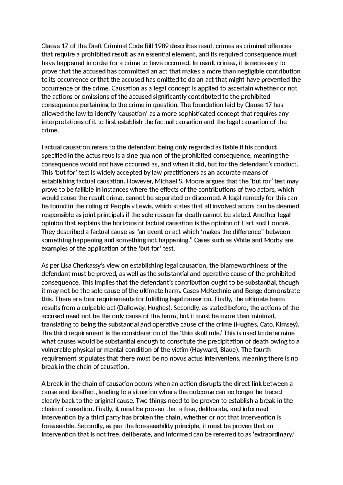Causation in Criminal Law: Analyzing Clause 17 of the Draft Criminal ...