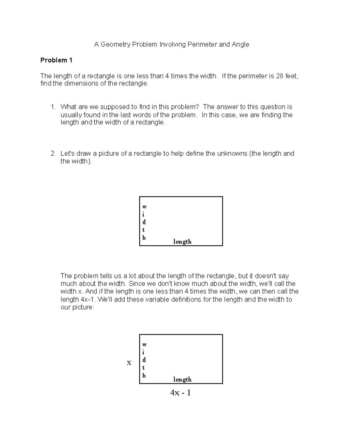 Geometry Problem: Perimeter & Angles - Dimensions of a Rectangle - Studocu