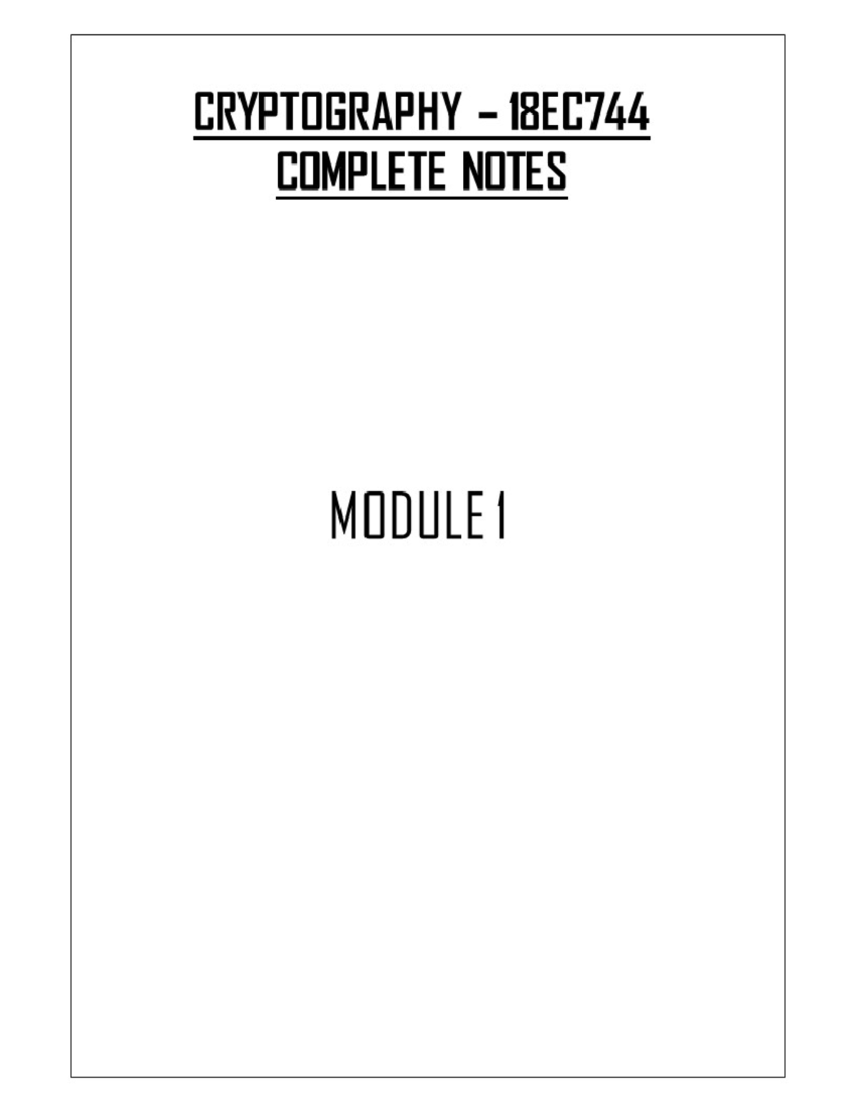 Cryptography Complete Study Notes (CS101) - Studocu