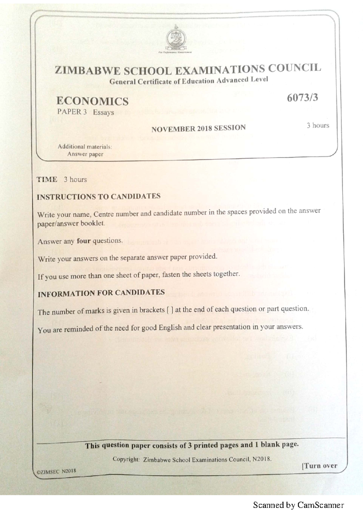 Ecoz P3 Exam Nov 2018 - Advanced Level Economics Insights - Studocu