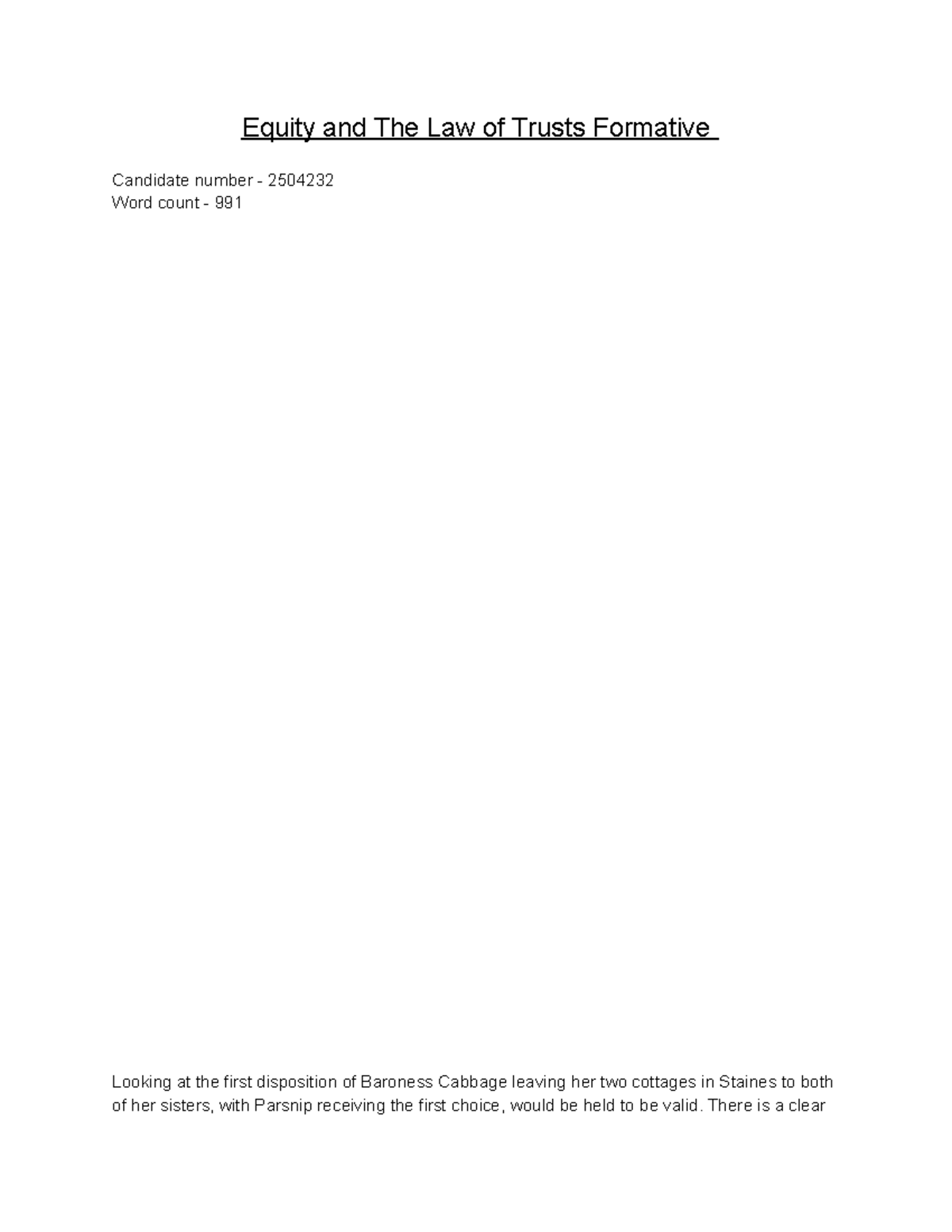 Equity and Trusts - Formative - Equity and The Law of Trusts Formative ...