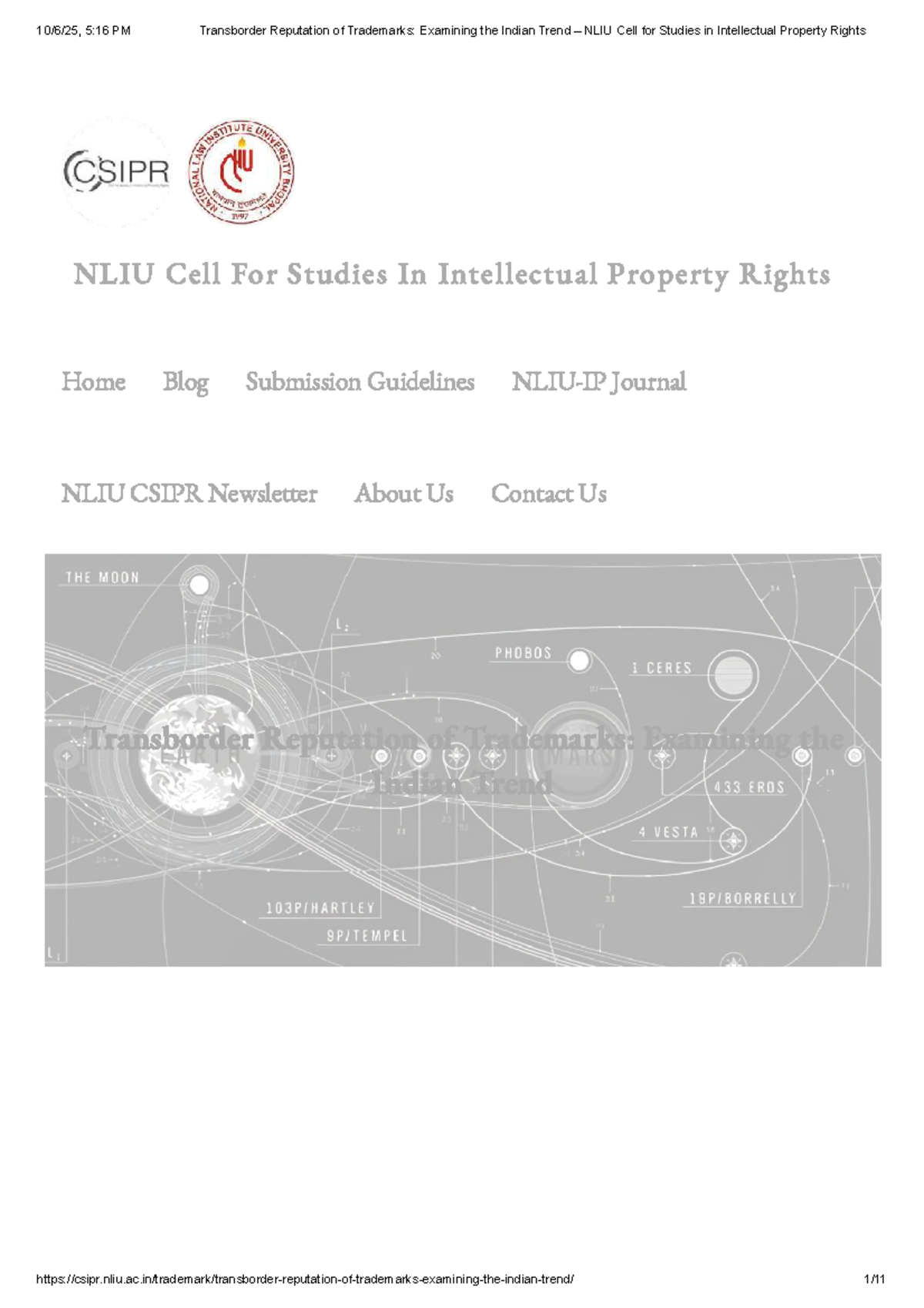 Transborder Reputation of Trademarks: Analyzing Indian Trends - NLIU ...