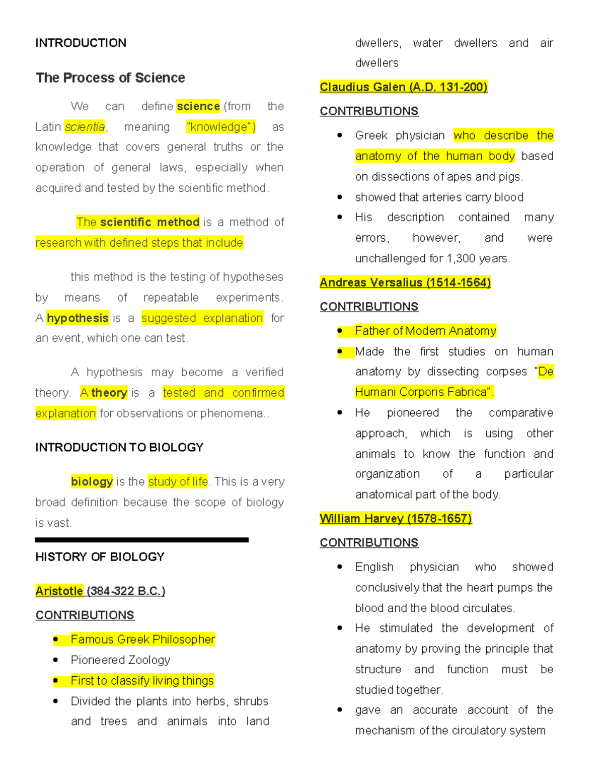 Notes on the History and Structure of Biology - BIO-SCI 2ND SEM - Studocu