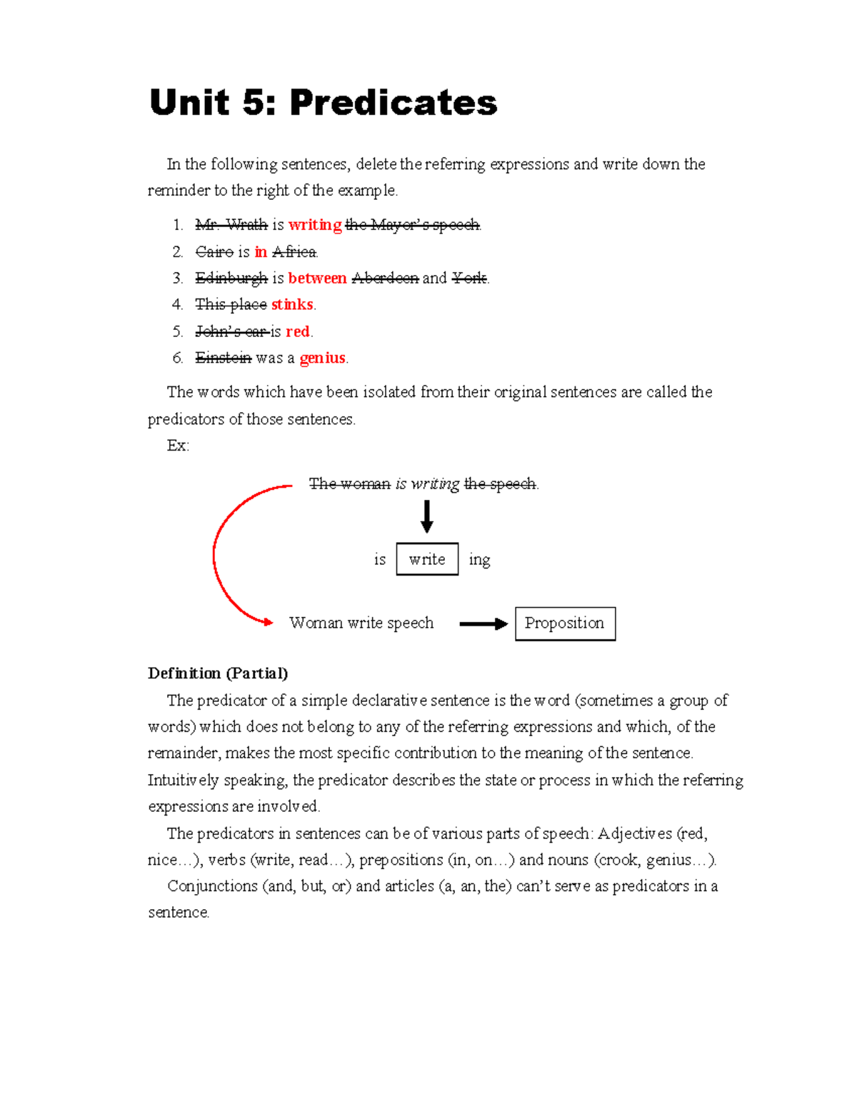 U5: Understanding Predicates and Predicators in Sentences - Studocu