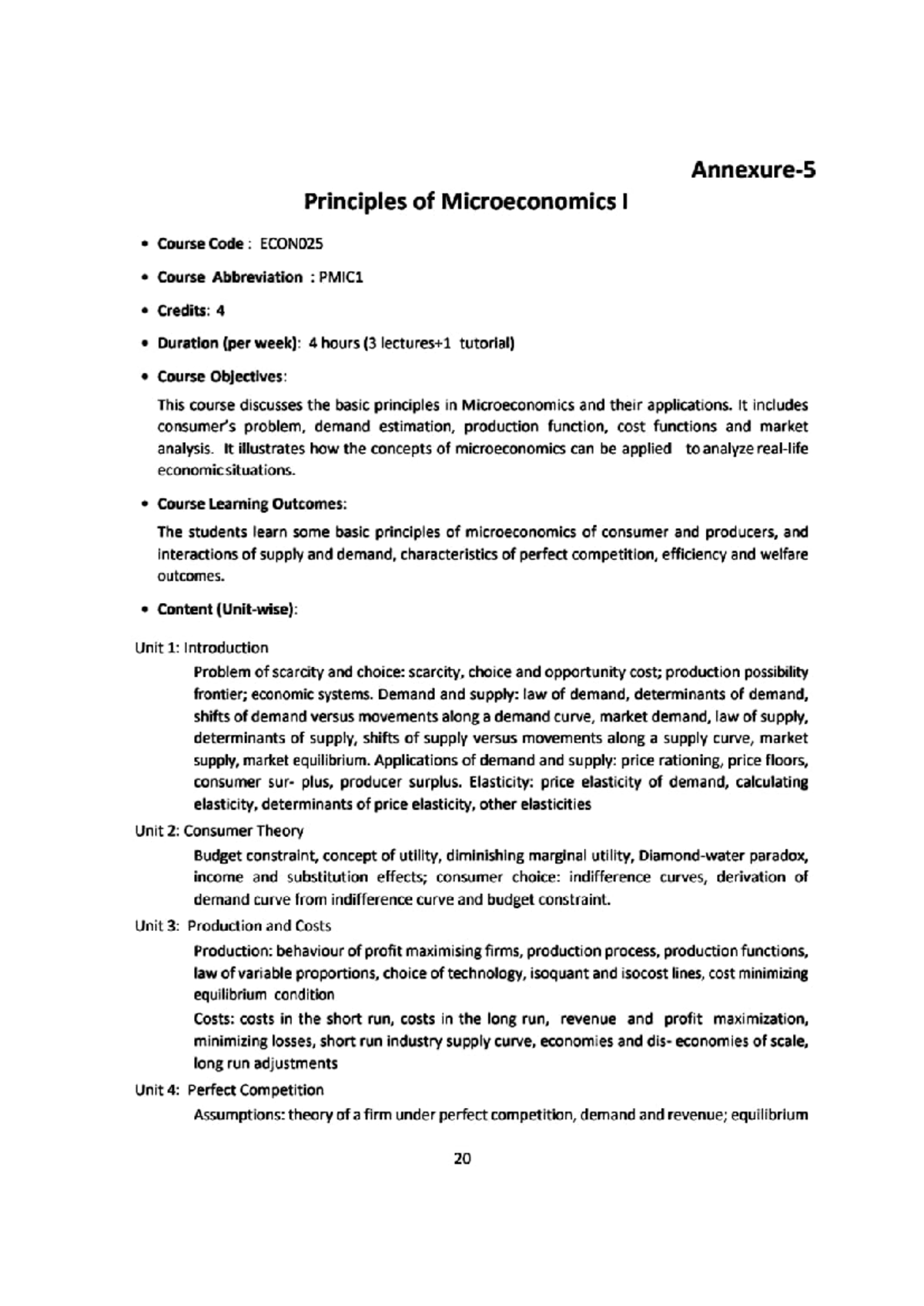 ECON PMIC: Syllabus for Principles of Microeconomics Course - Studocu