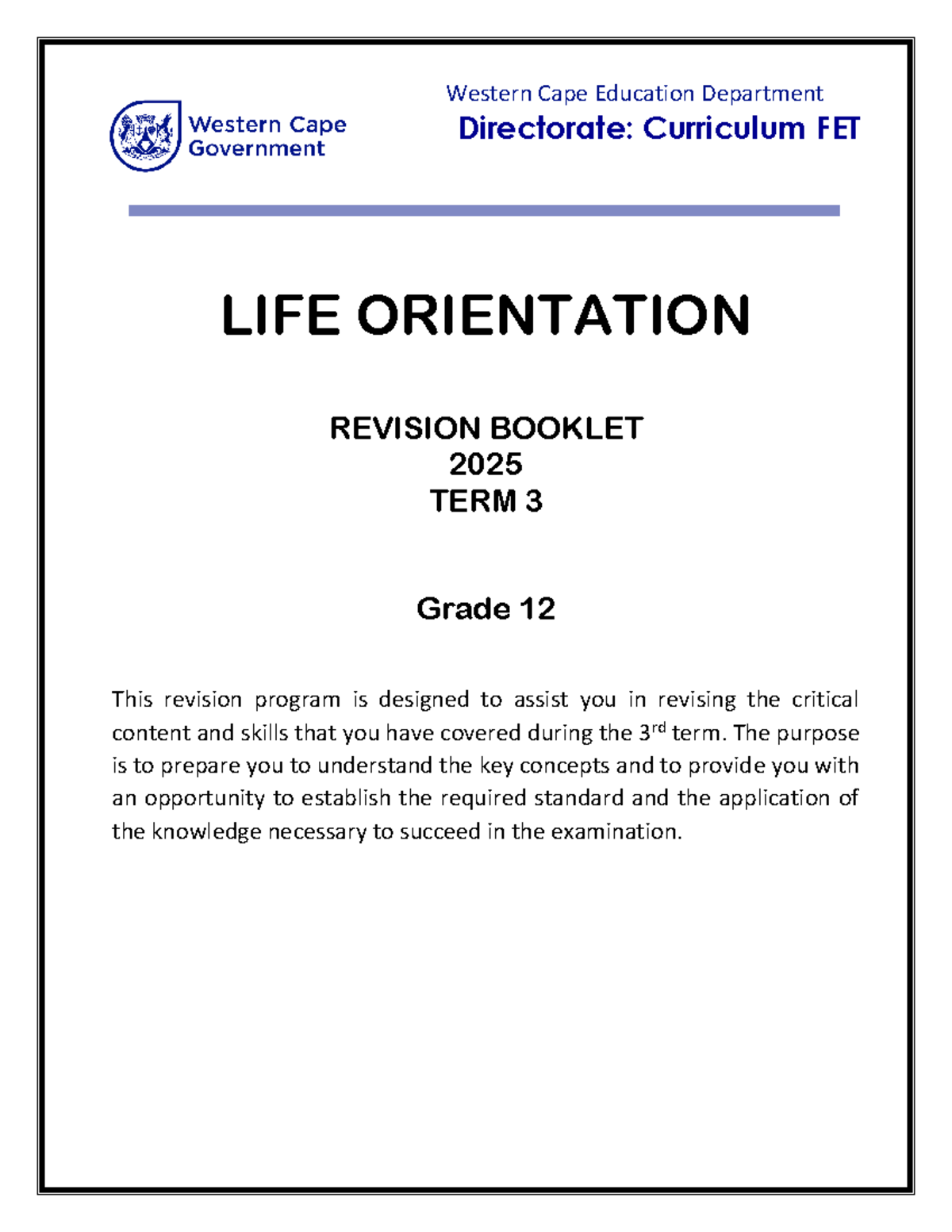 LO Revision Booklet 2025 Gr 12 Term 3 & 4 - Studocu