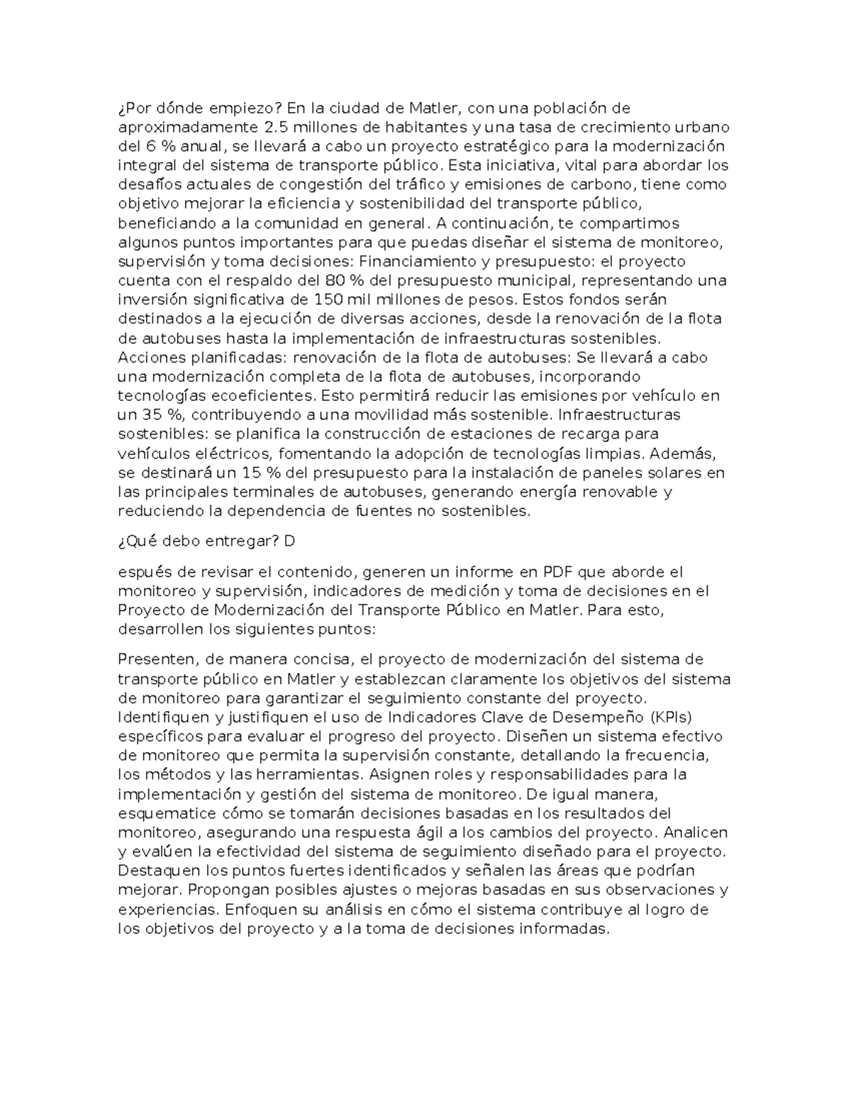 ACTV CPC - Informe sobre Modernización del Transporte en Matler - Studocu