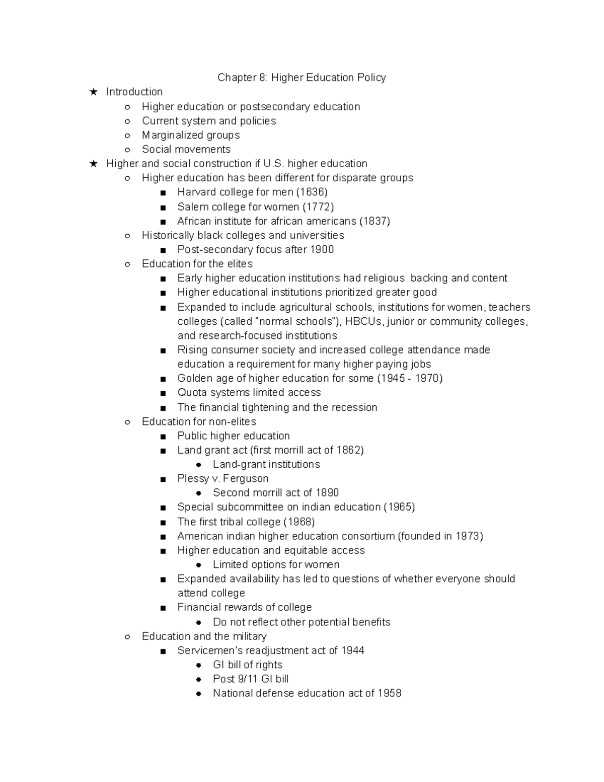 Chapter 8 Higher Education Policy - Chapter 8: Higher Education Policy ...