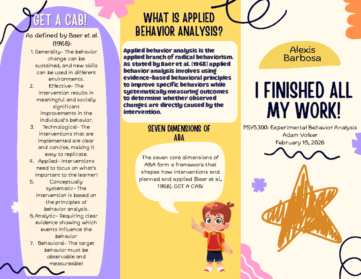 PSY5300: Week 5 Brochure on Applied Behavior Analysis Principles - Studocu