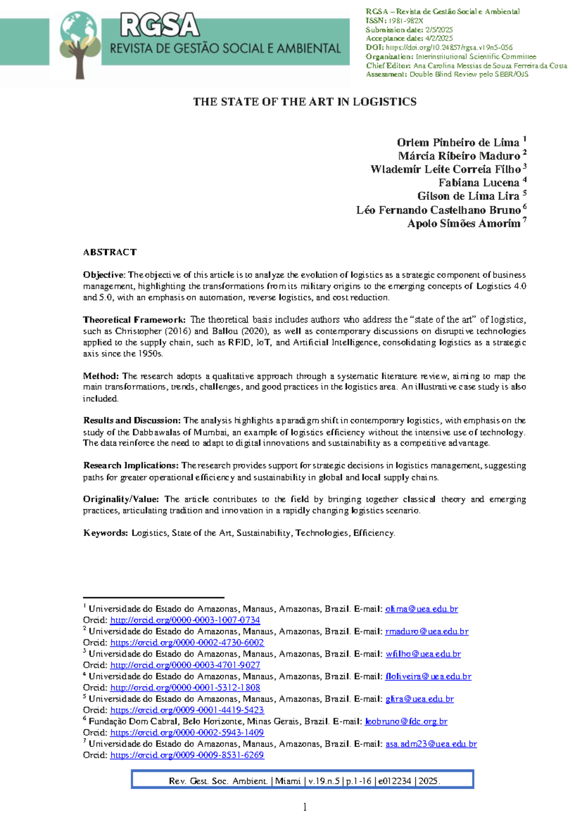 RGSA 2025: The State of the Art in Logistics - A Comprehensive Review ...