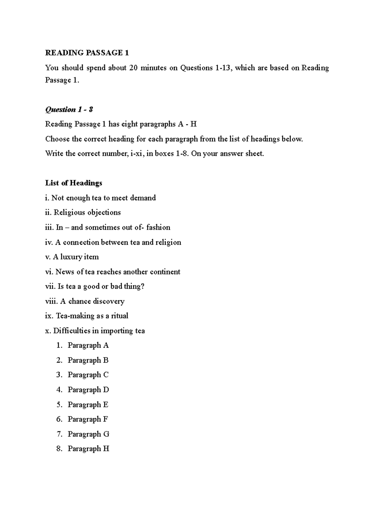 IELTS Weekly Practice: Reading Passage Analysis and Questions - Studocu