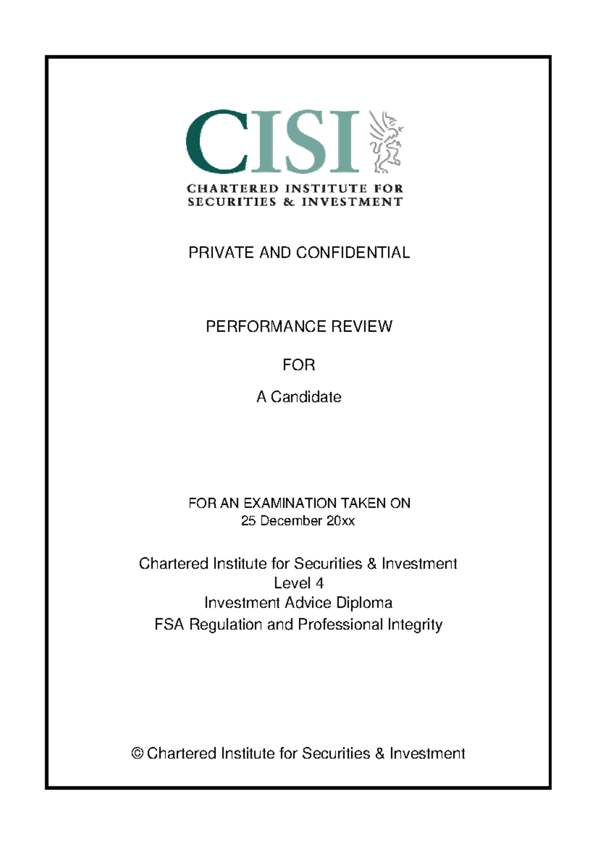 Performance Review for CISI Level 4 Exam in FSA Regulation - Studocu