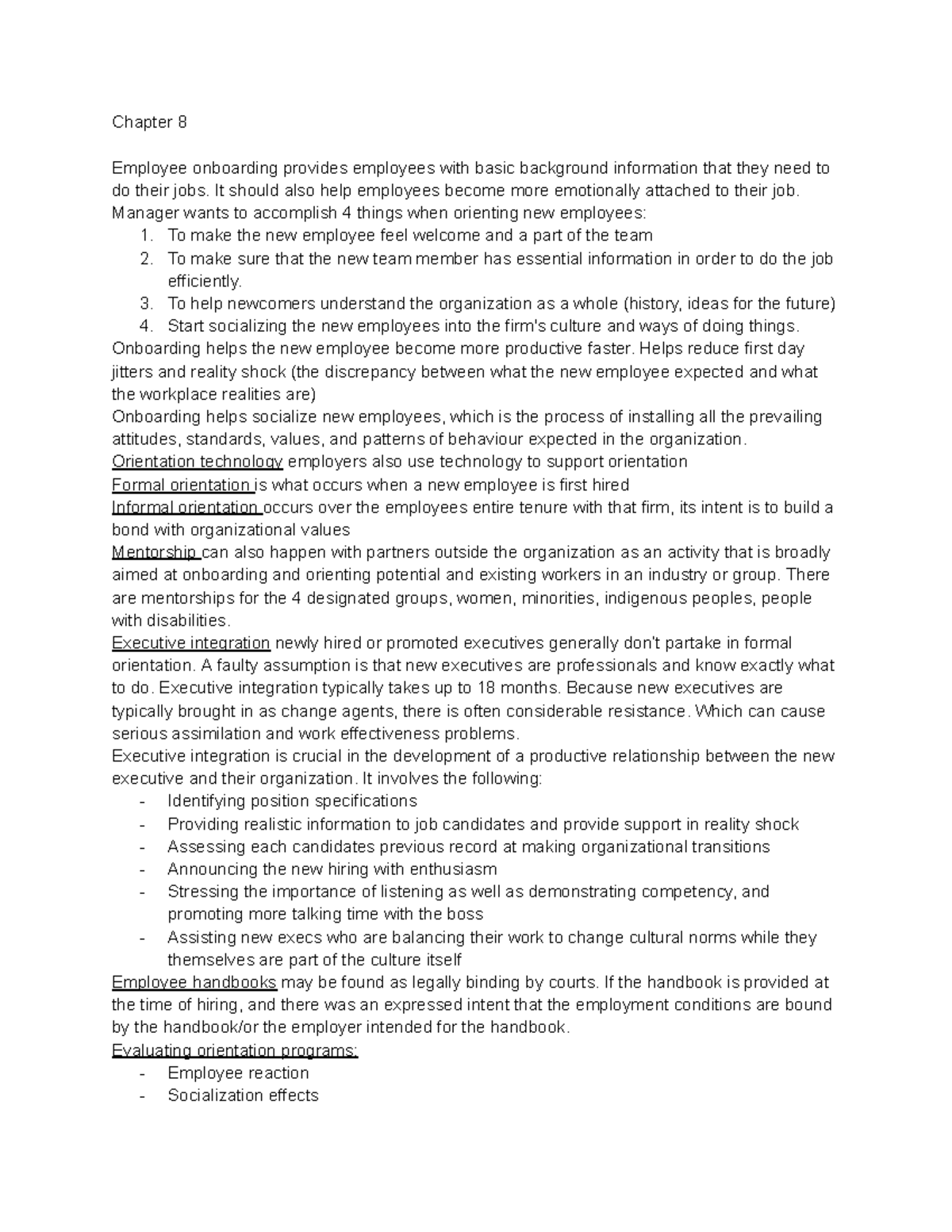 HROB - Chapter 8 & 9: Onboarding and Career Development Notes - Studocu