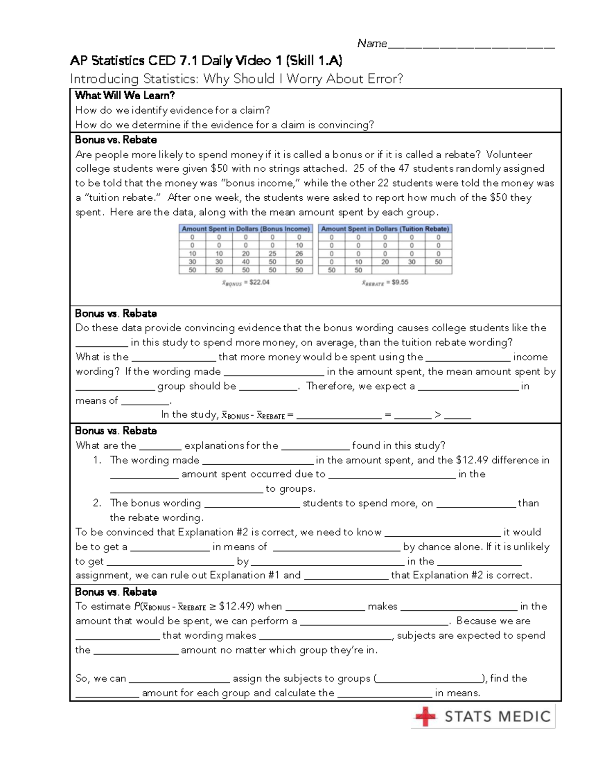 AP Statistics CED 7.1 Daily Video 1: Understanding Evidence and Claims ...