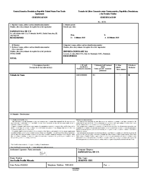 CAFTA Certification Document: Central America & DR- US Trade Agreement ...