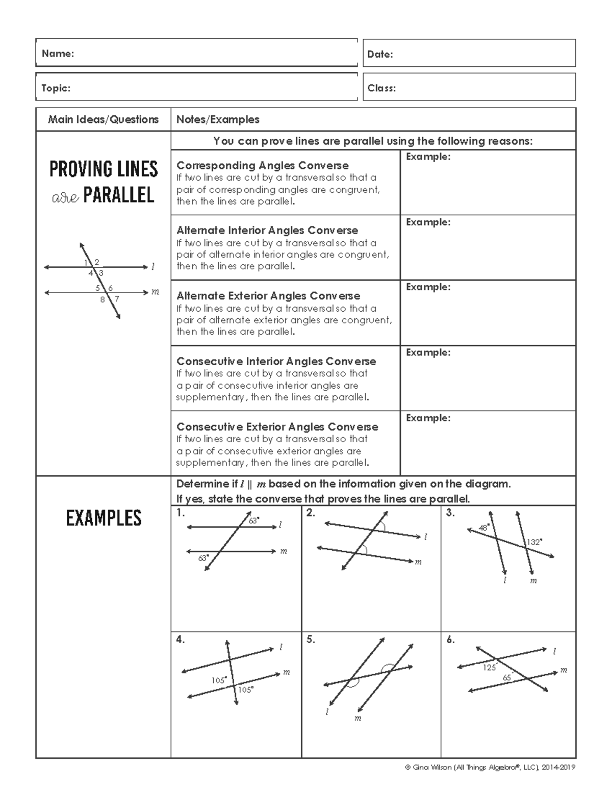 Kami Export - 5. Proving Lines are Parallel (Converses) - Main Ideas ...