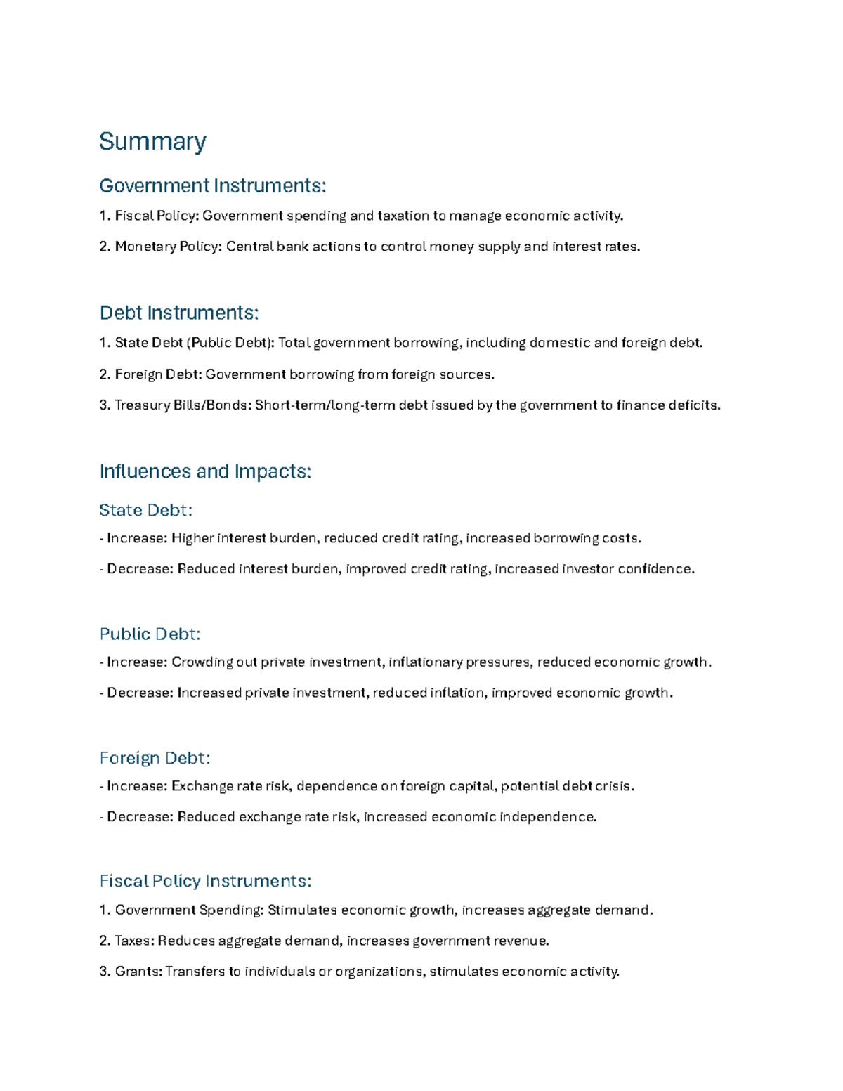 Government Instruments: Understanding Fiscal and Monetary Policies ...