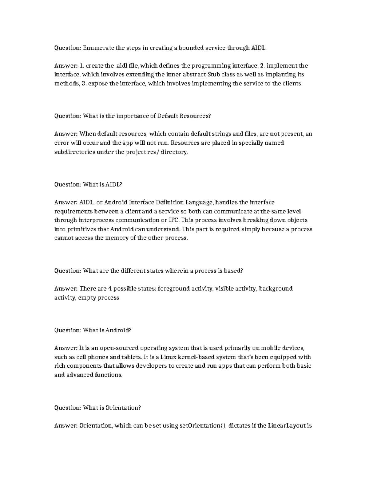 AIDL Service Creation Steps & Android Concepts for CS101 Exam - Studocu