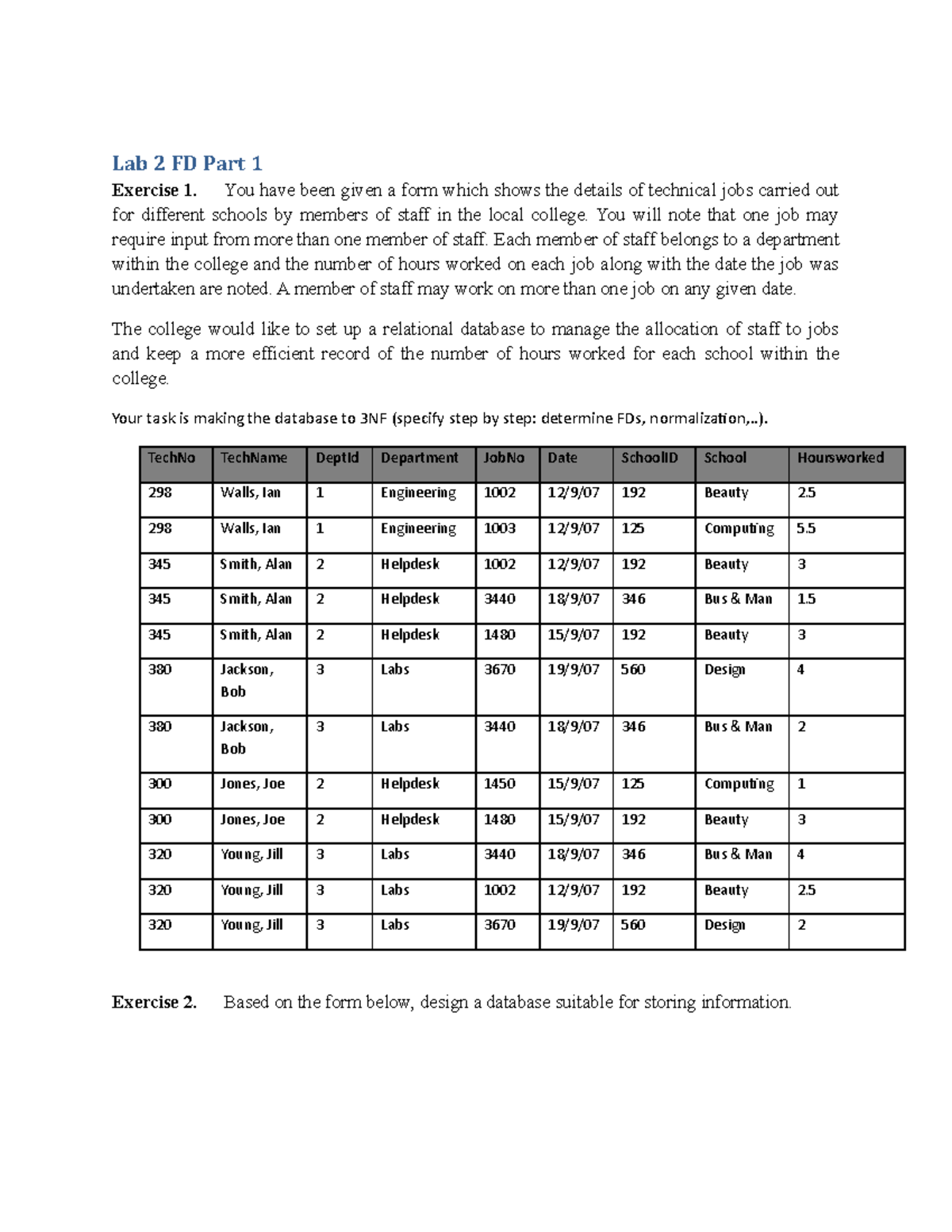Lab2 FD-2 PD lab dbi - Lab 2 FD Part 1 Exercise 1. You have been given ...